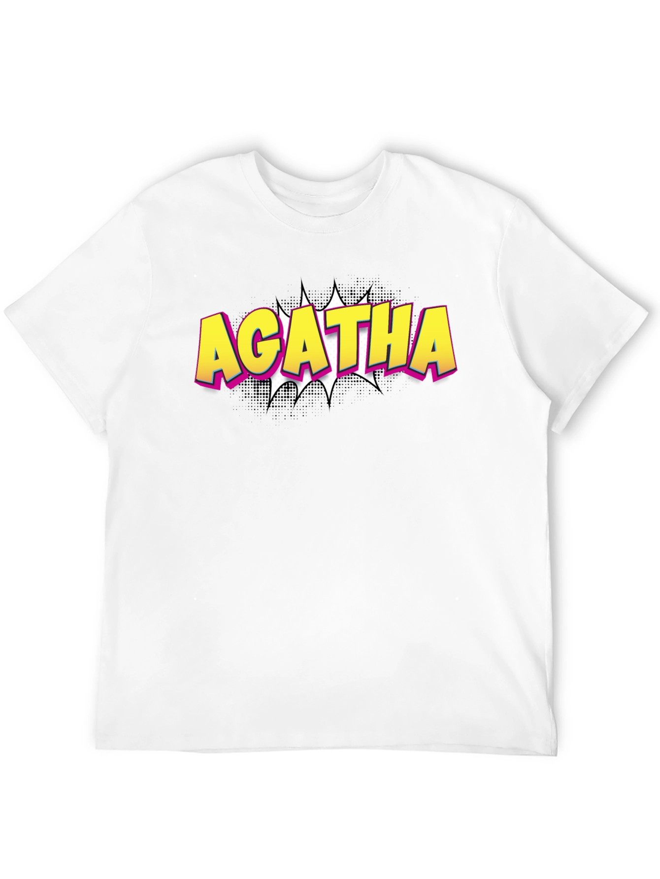 Agatha Comic Style Graphic Tee - Black Cotton T-Shirt