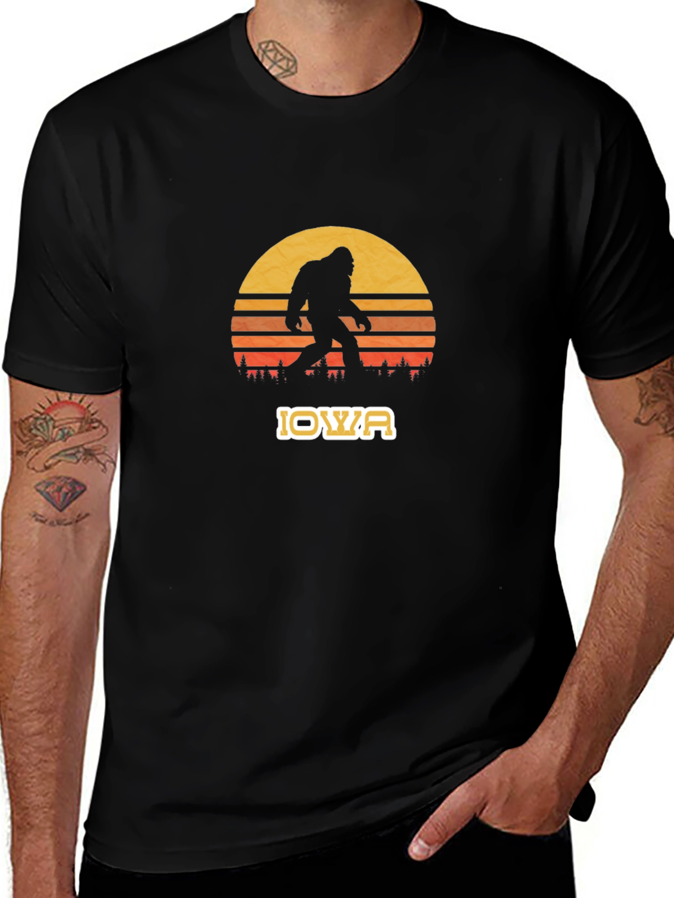 Iowa Bigfoot Sunset Graphic Tee - Black