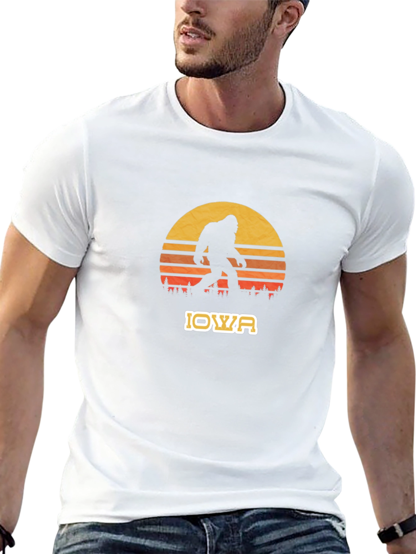Iowa Bigfoot Sunset Graphic Tee - Black