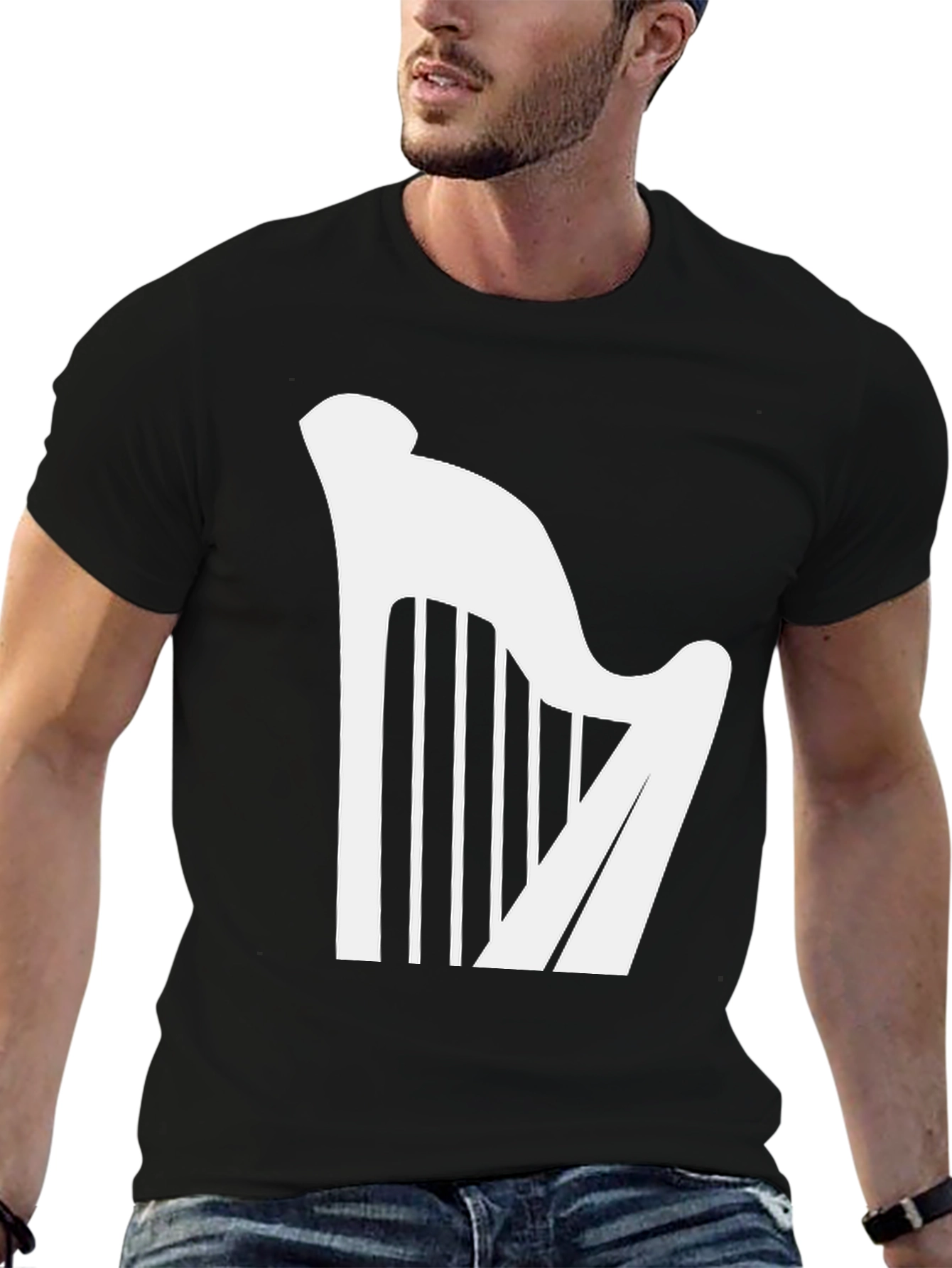 Harp Graphic Tee - Classic Music Lover T-Shirt