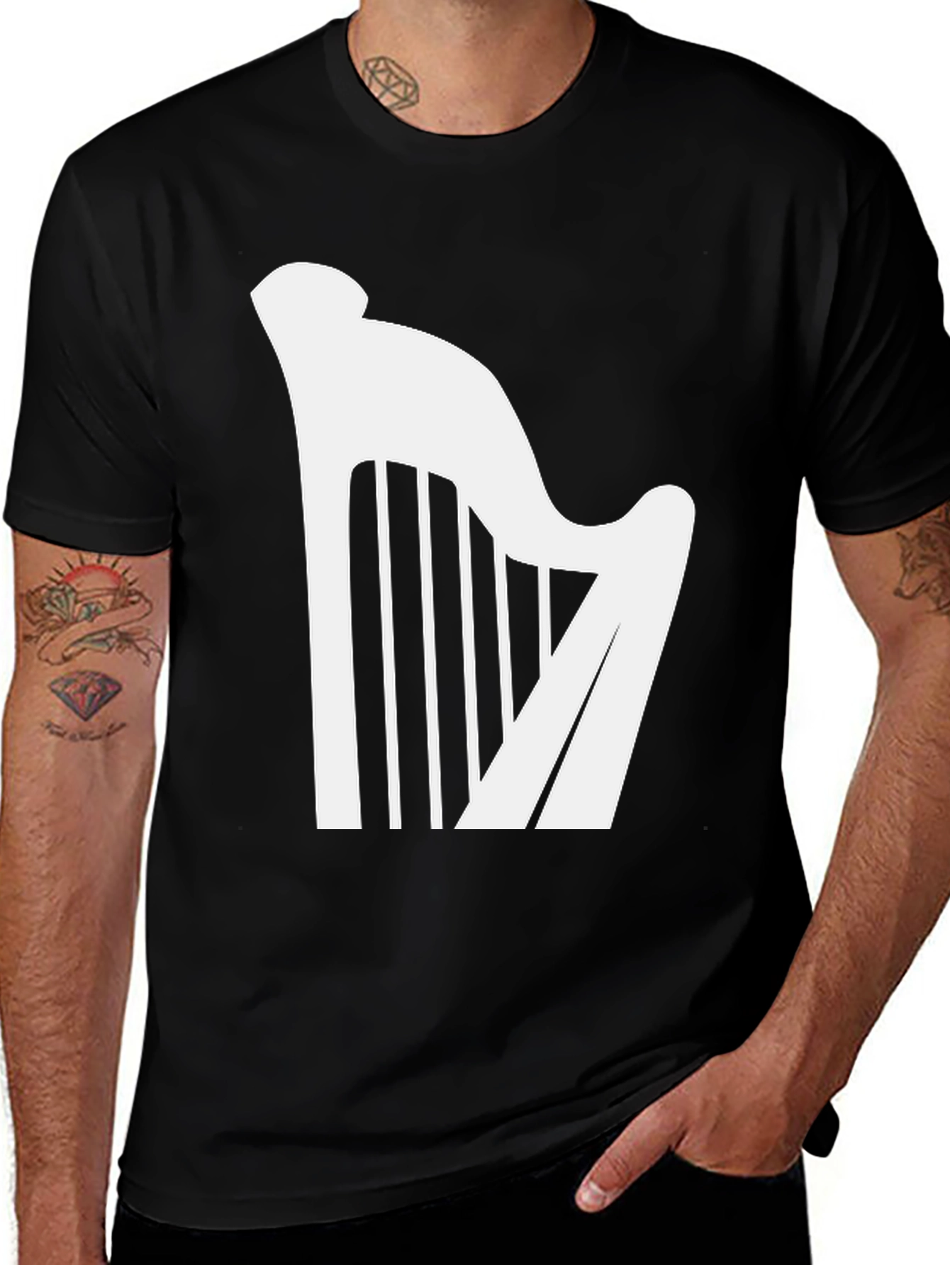 Harp Graphic Tee - Classic Music Lover T-Shirt