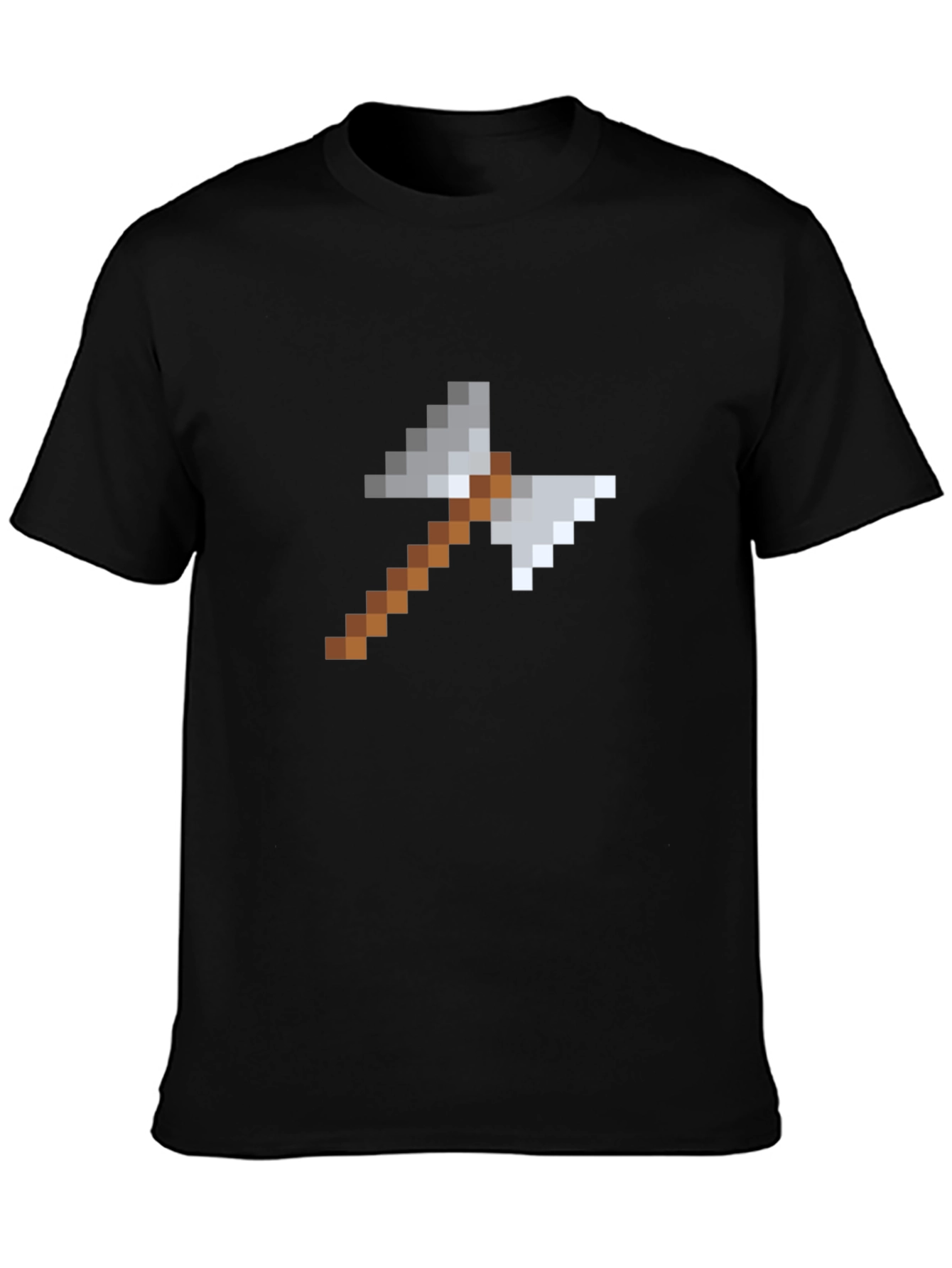 Pixelated Axe Graphic Tee - Black Cotton Shirt