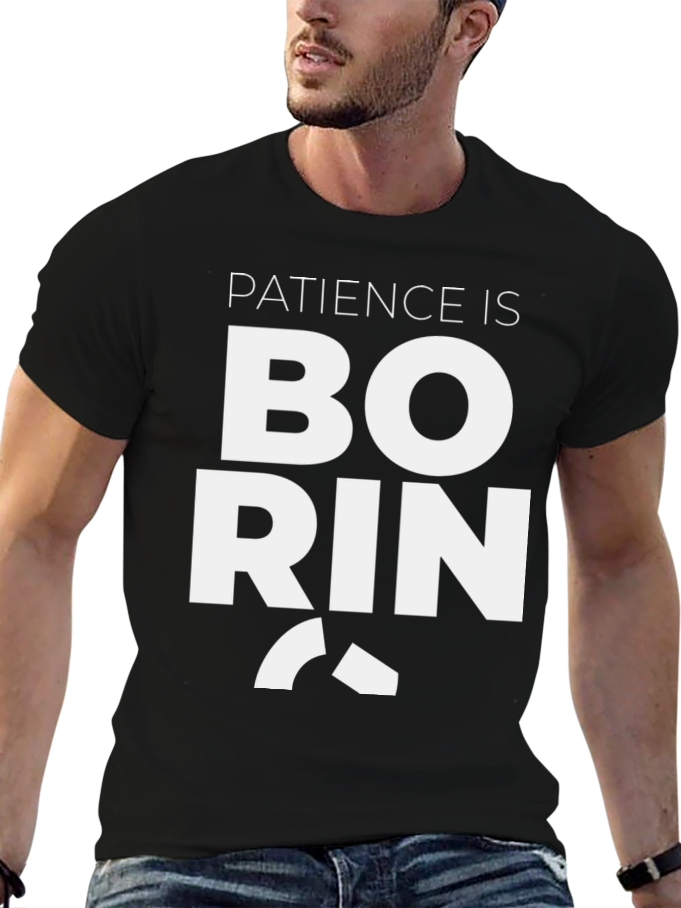 Patience is Boring Graphic Tee - Black