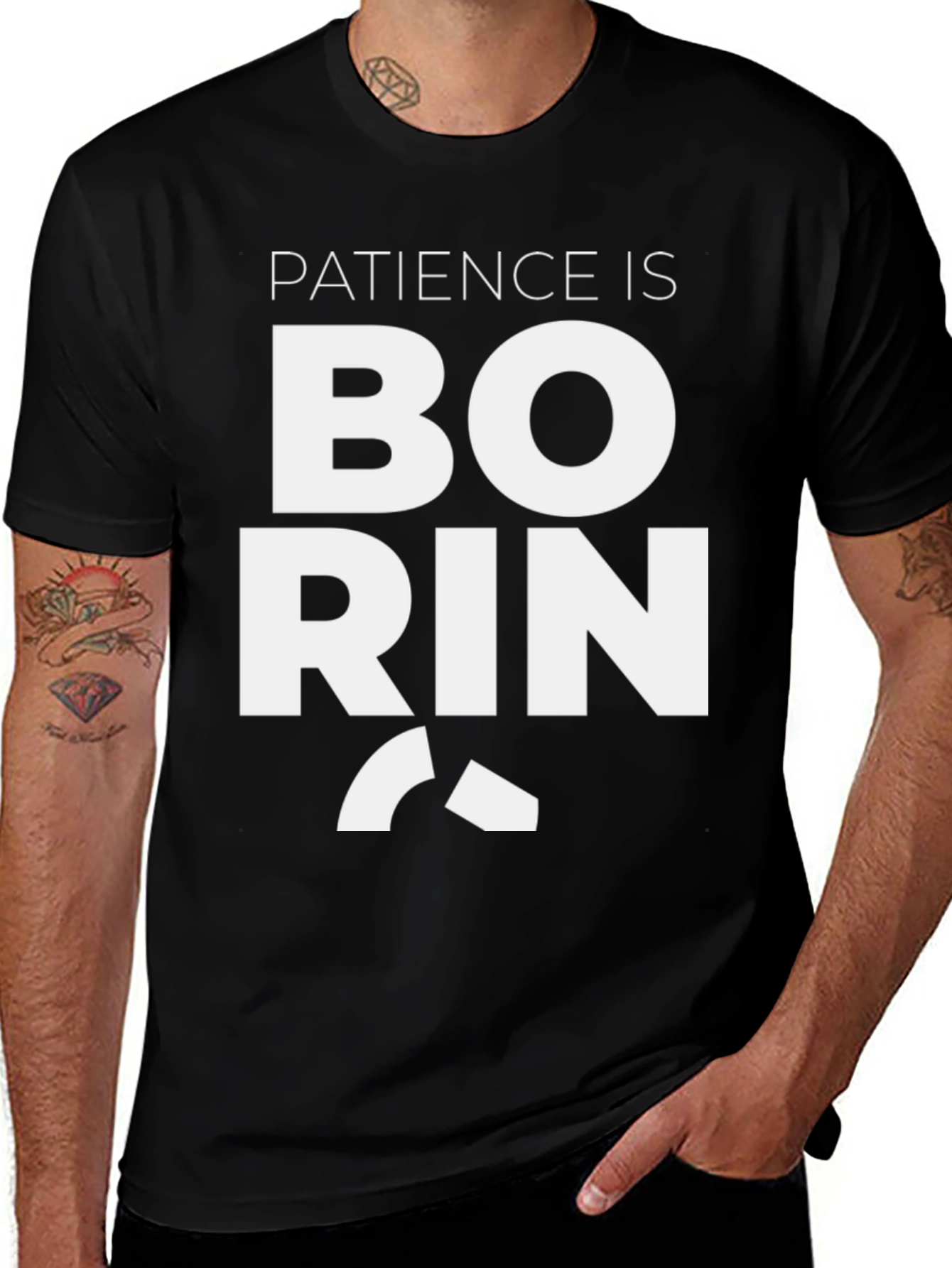 Patience is Boring Graphic Tee - Black