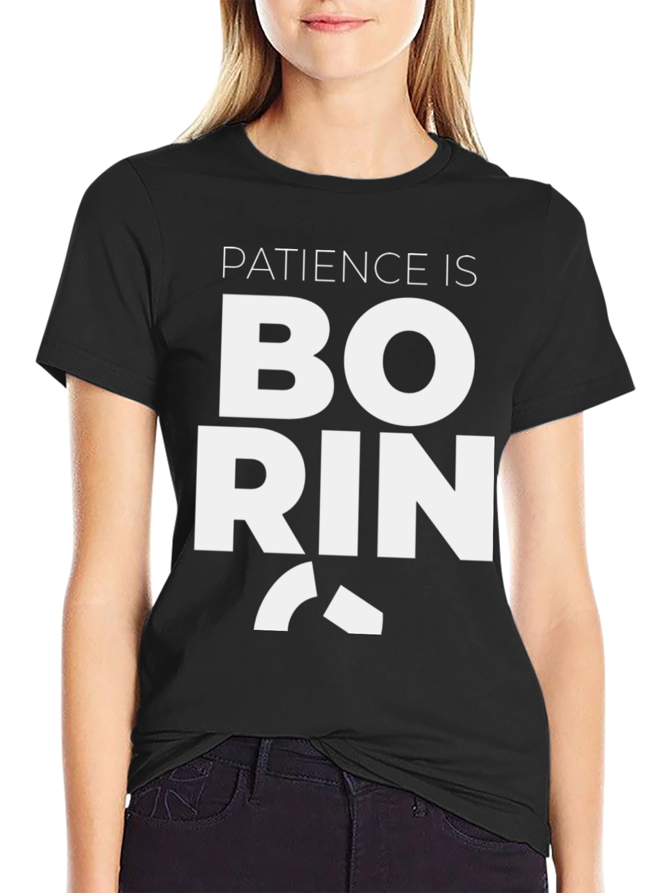 Patience is Boring Graphic Tee - Black