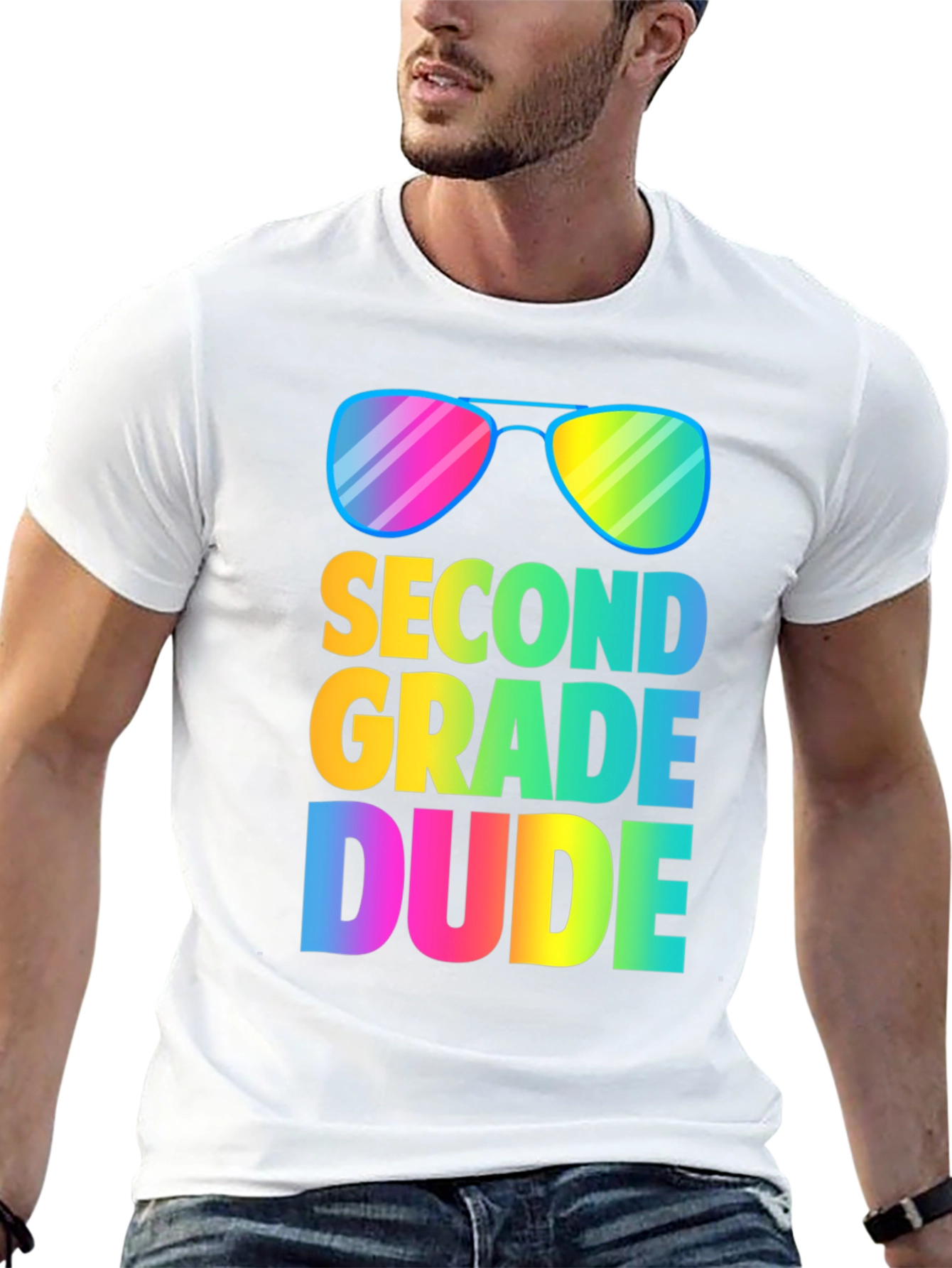 Second Grade Dude T-Shirt - Rainbow Sunglasses Design