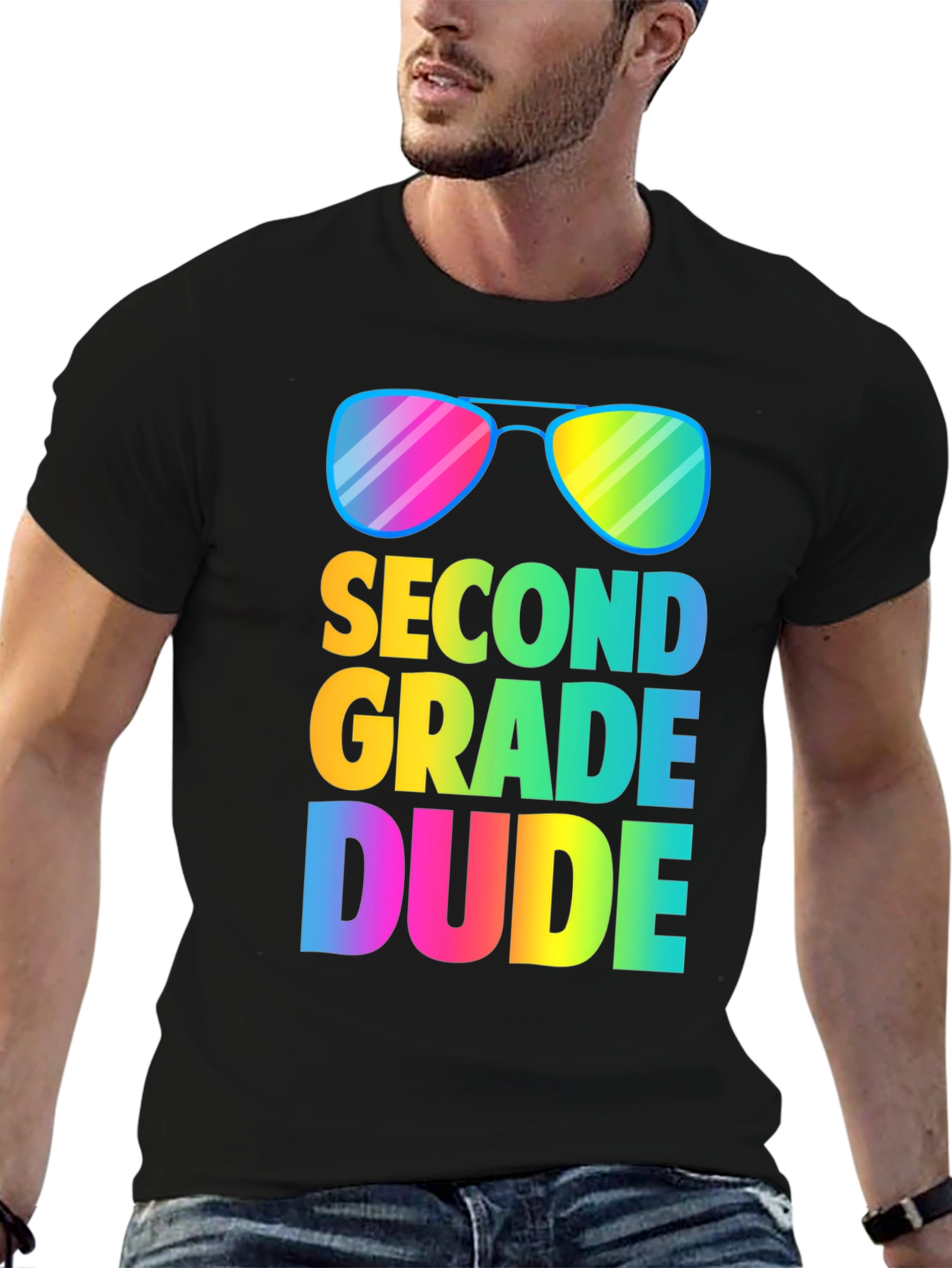Second Grade Dude T-Shirt - Rainbow Sunglasses Design