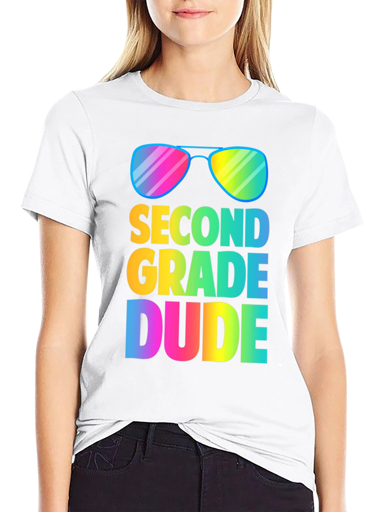 Second Grade Dude T-Shirt - Rainbow Sunglasses Design