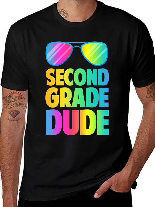 Second Grade Dude T-Shirt - Rainbow Sunglasses Design