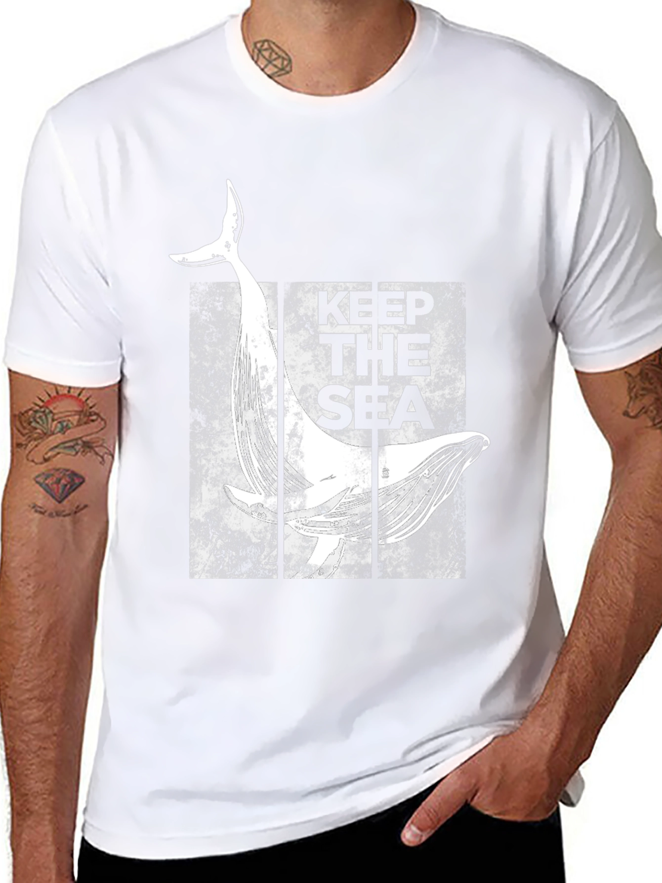 Keep The Sea Whale Graphic Black T-Shirt