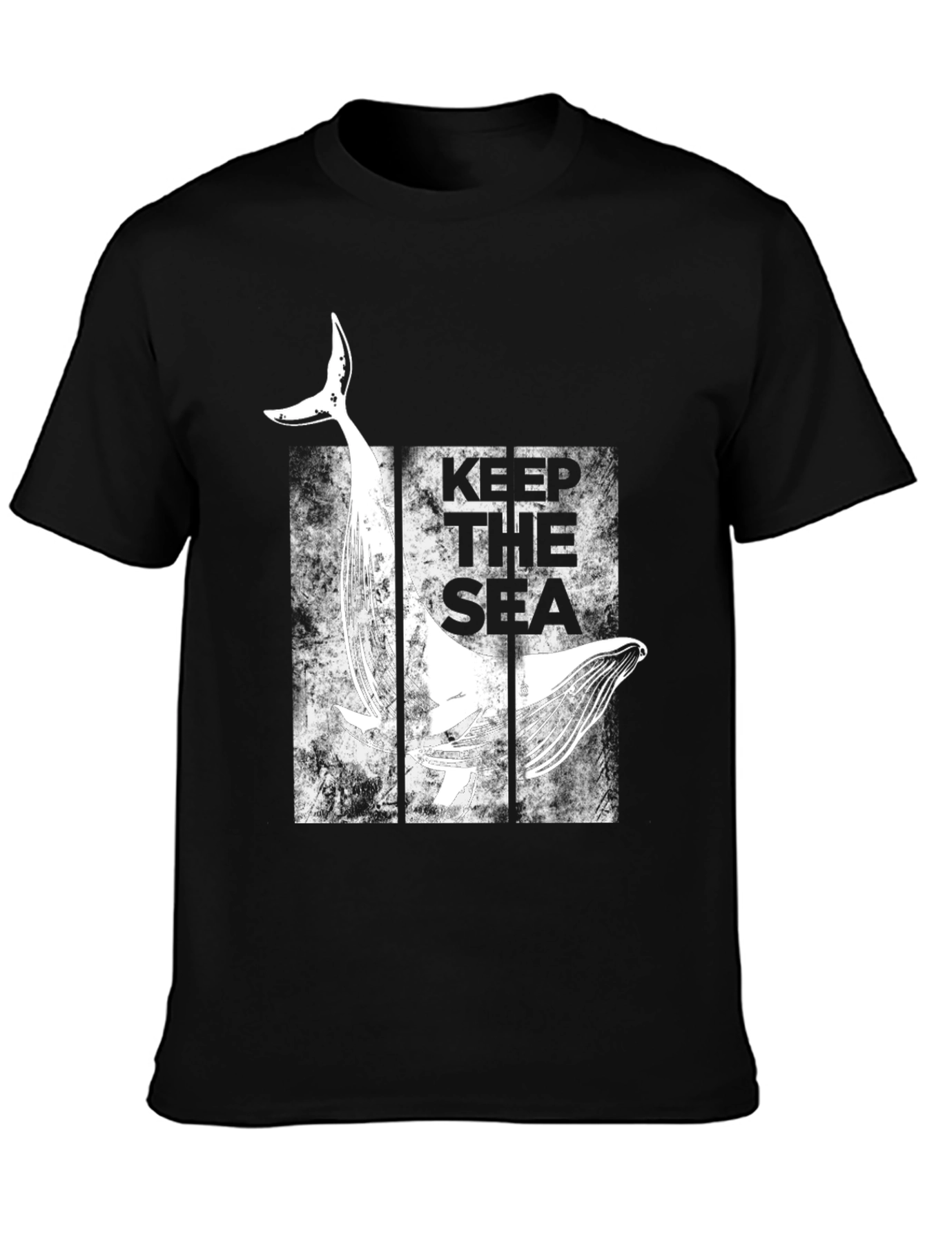 Keep The Sea Whale Graphic Black T-Shirt