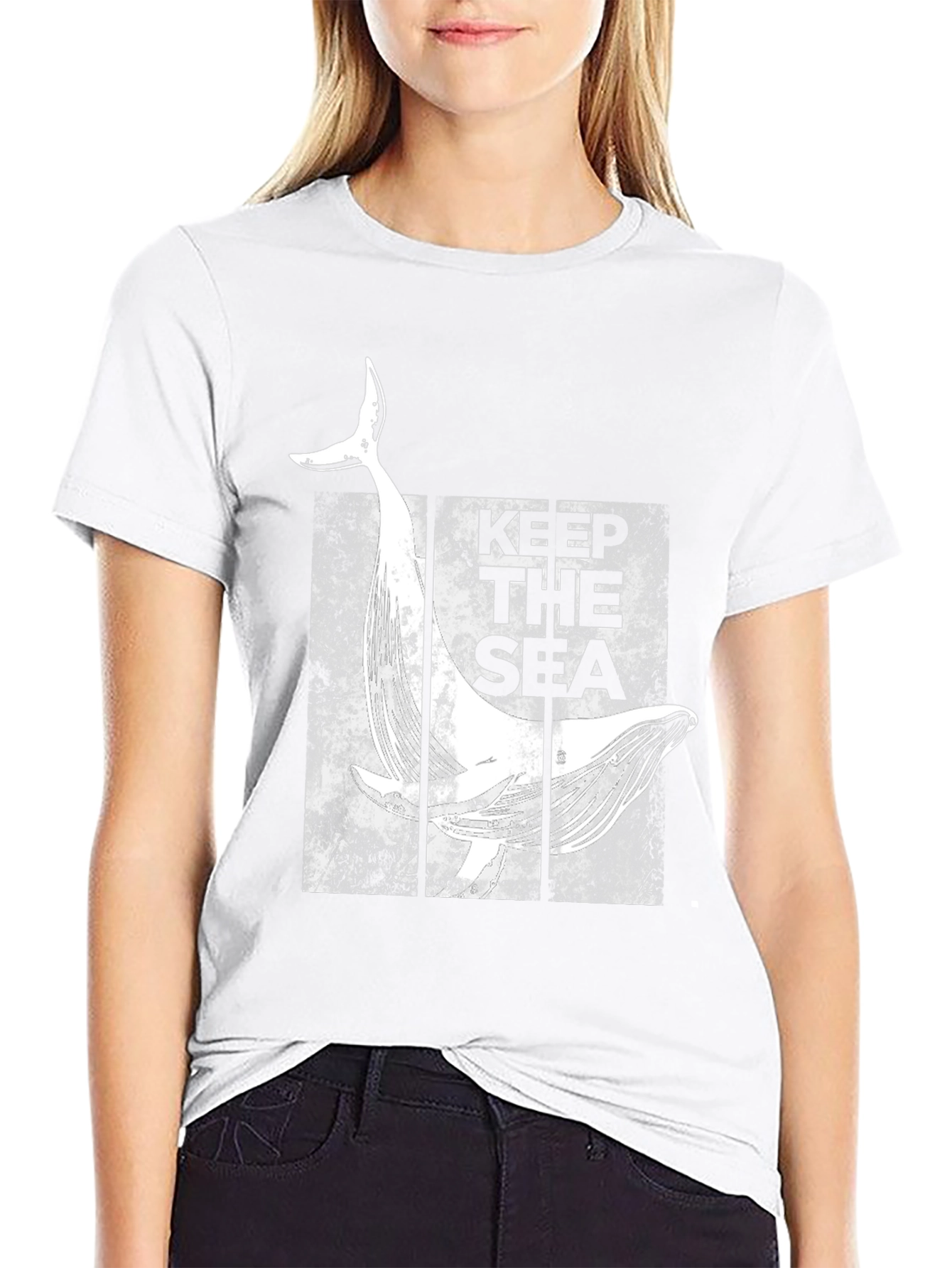 Keep The Sea Whale Graphic Black T-Shirt