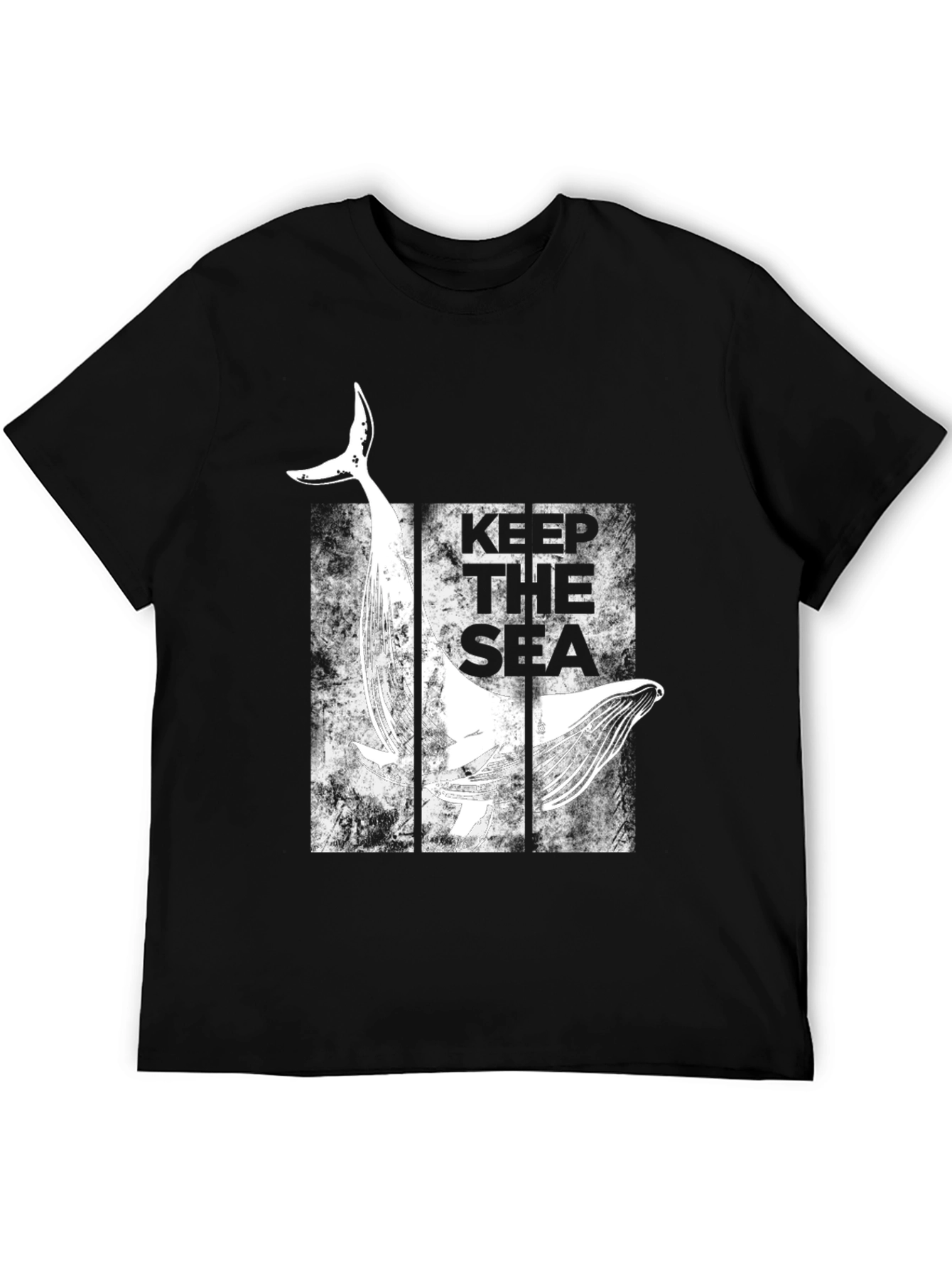 Keep The Sea Whale Graphic Black T-Shirt