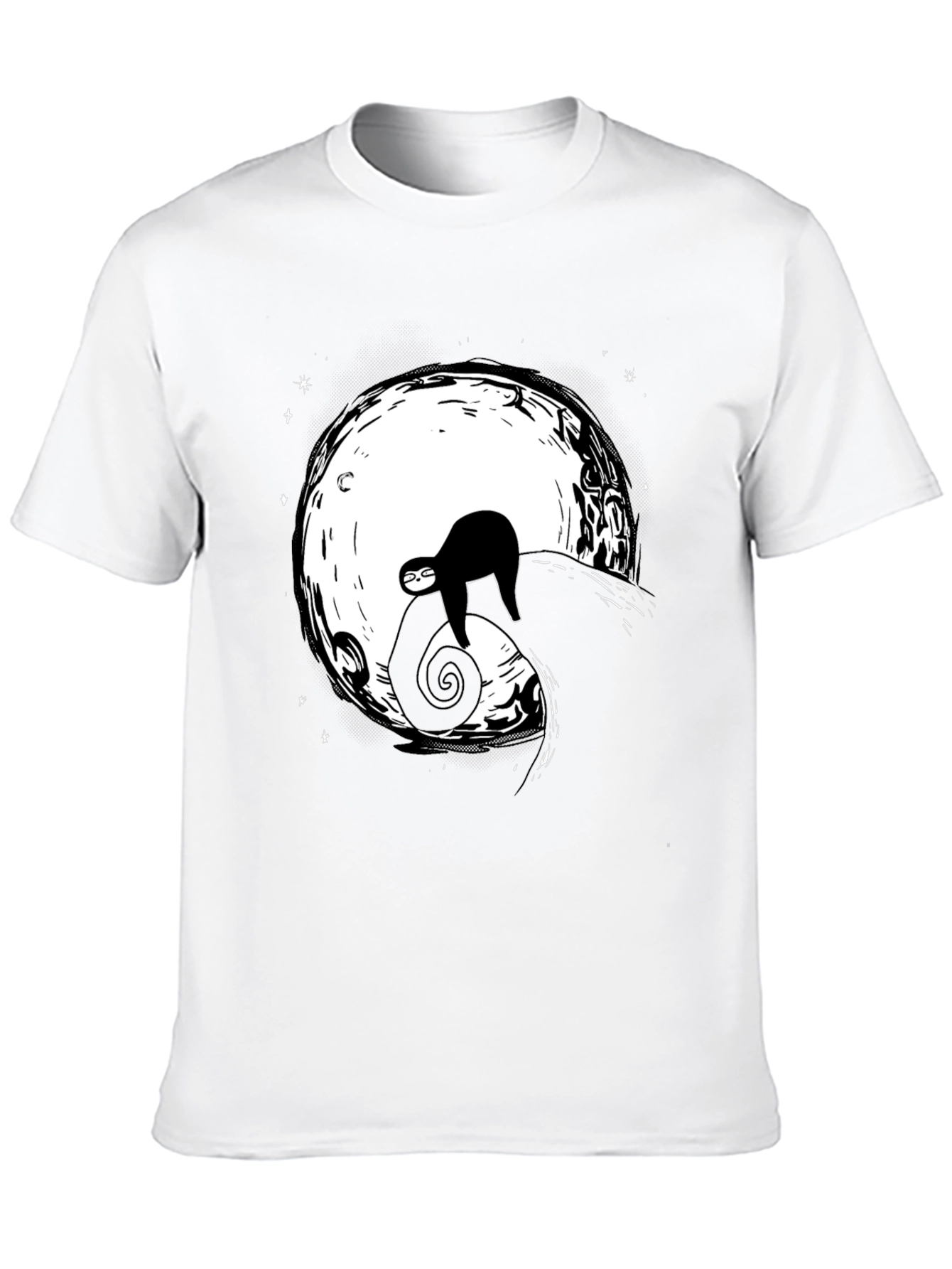 Sloth on Moon Graphic Tee - Unisex Black T-Shirt