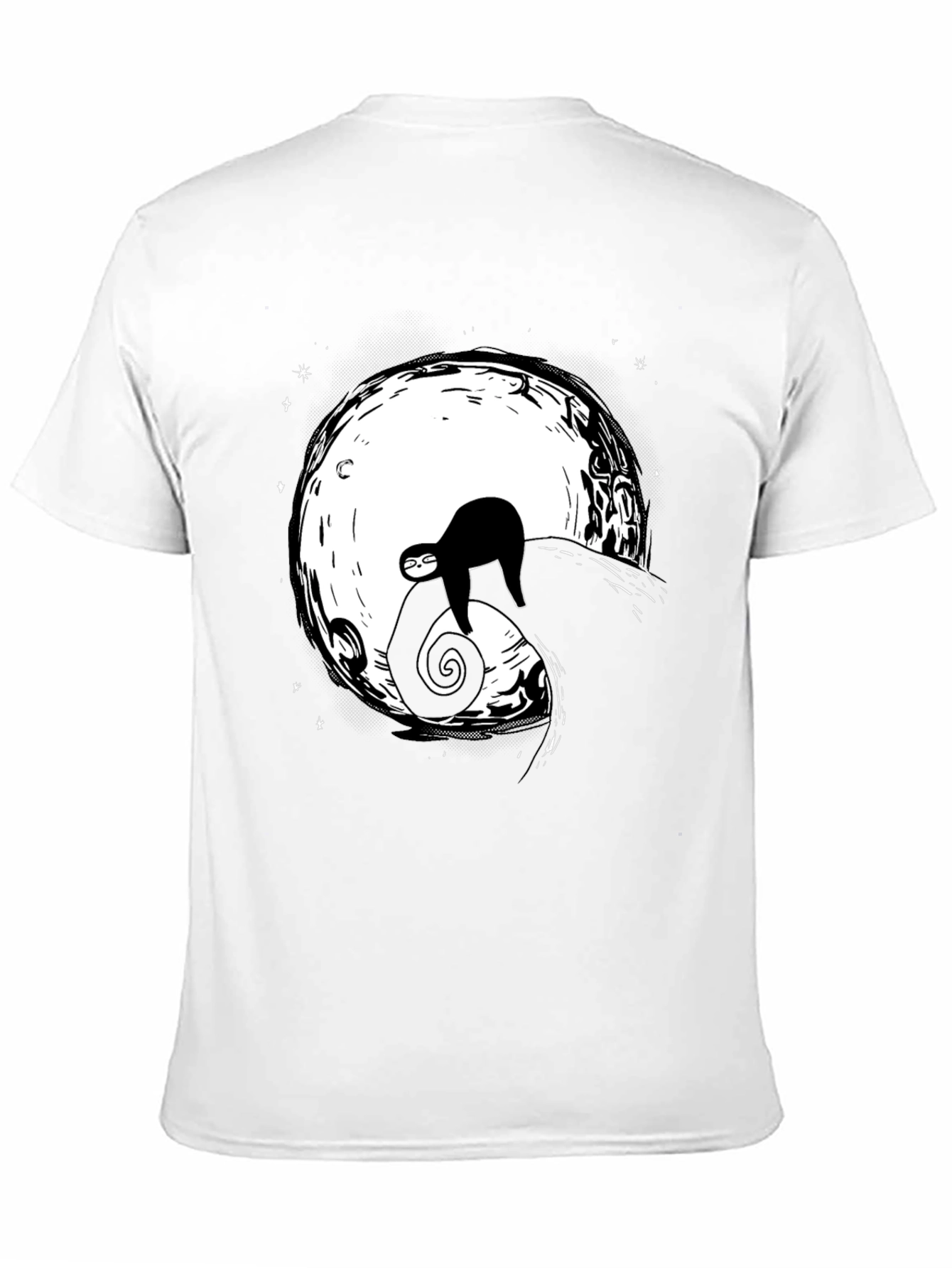 Sloth on Moon Graphic Tee - Unisex Black T-Shirt