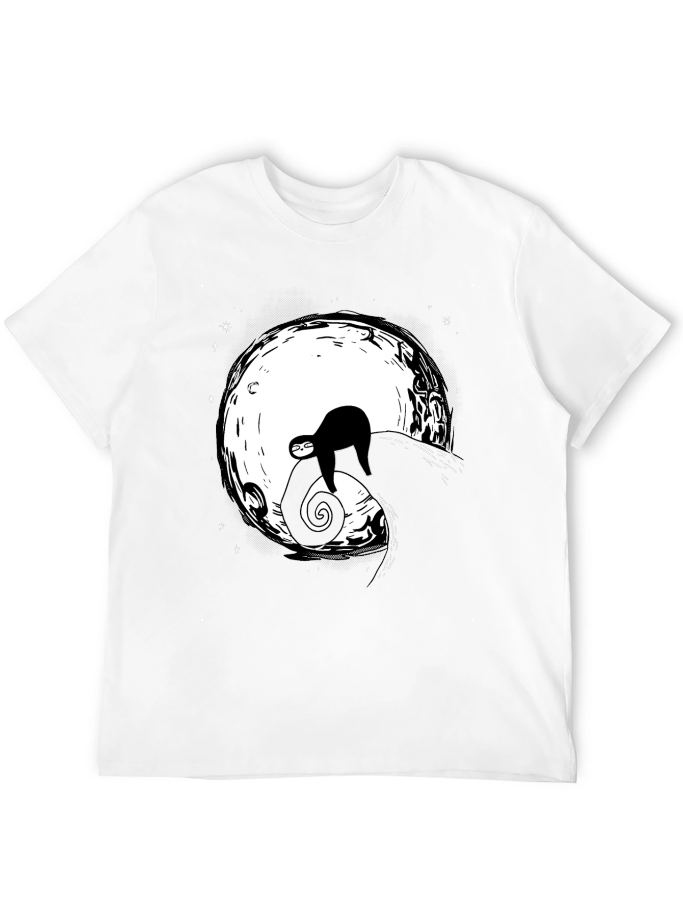 Sloth on Moon Graphic Tee - Unisex Black T-Shirt