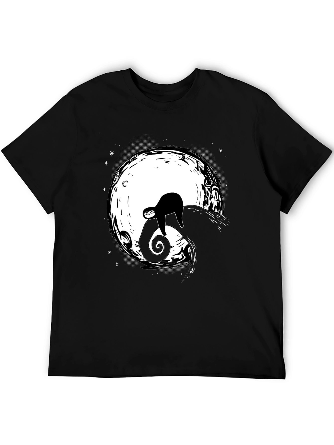 Sloth on Moon Graphic Tee - Unisex Black T-Shirt