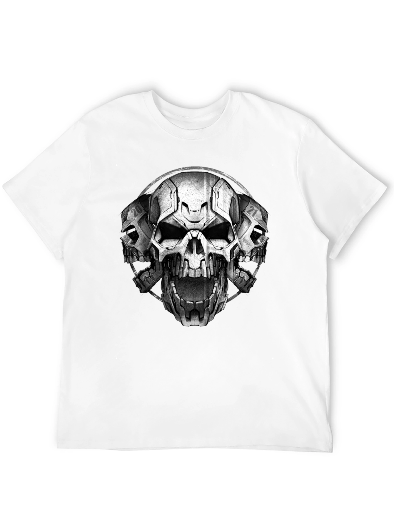 Triple Skull Graphic T-Shirt - Mens Black Tee