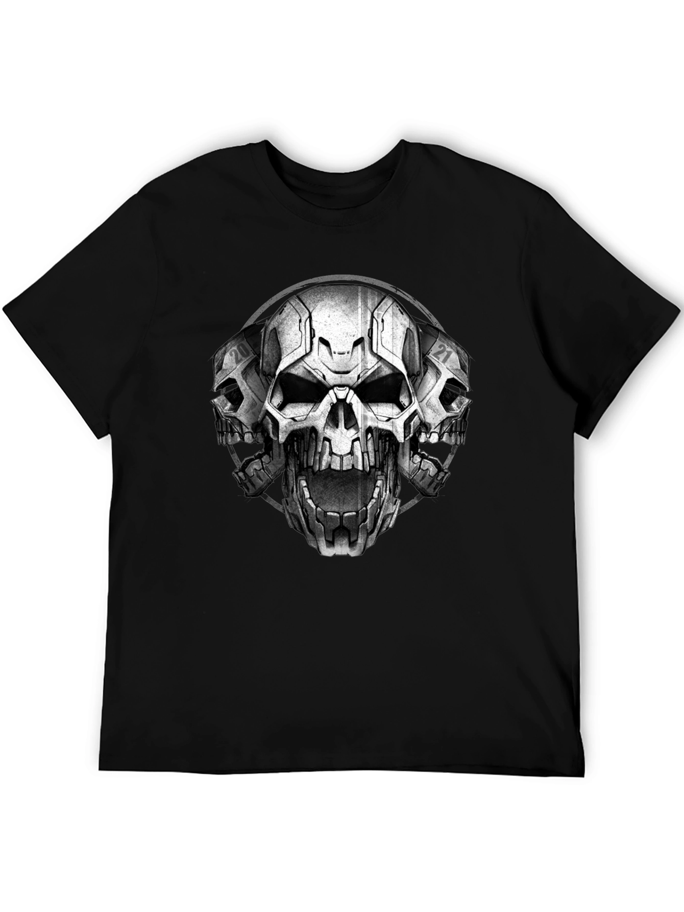 Triple Skull Graphic T-Shirt - Mens Black Tee