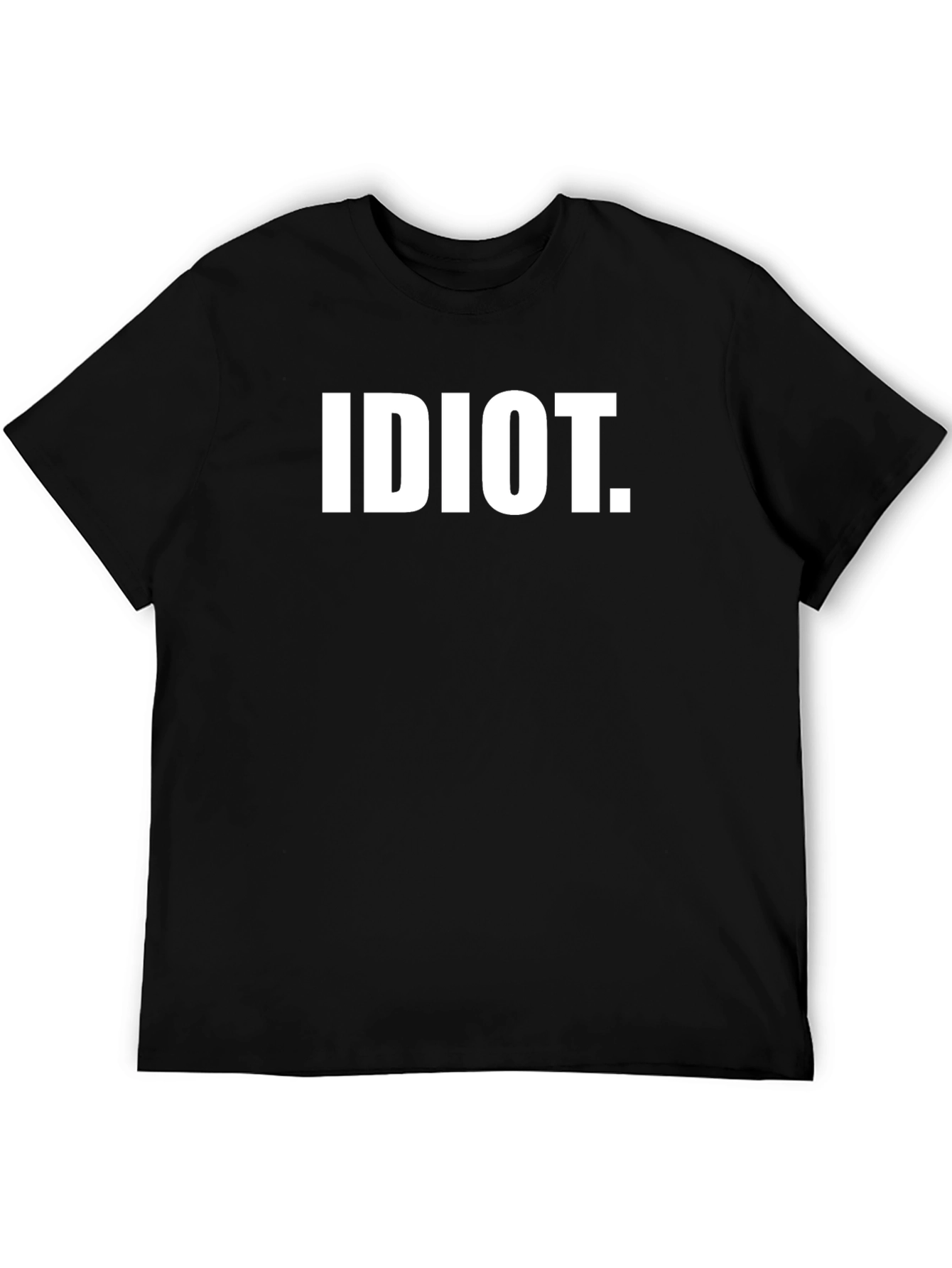 Idiot Slogan Tee - Black Cotton Blend