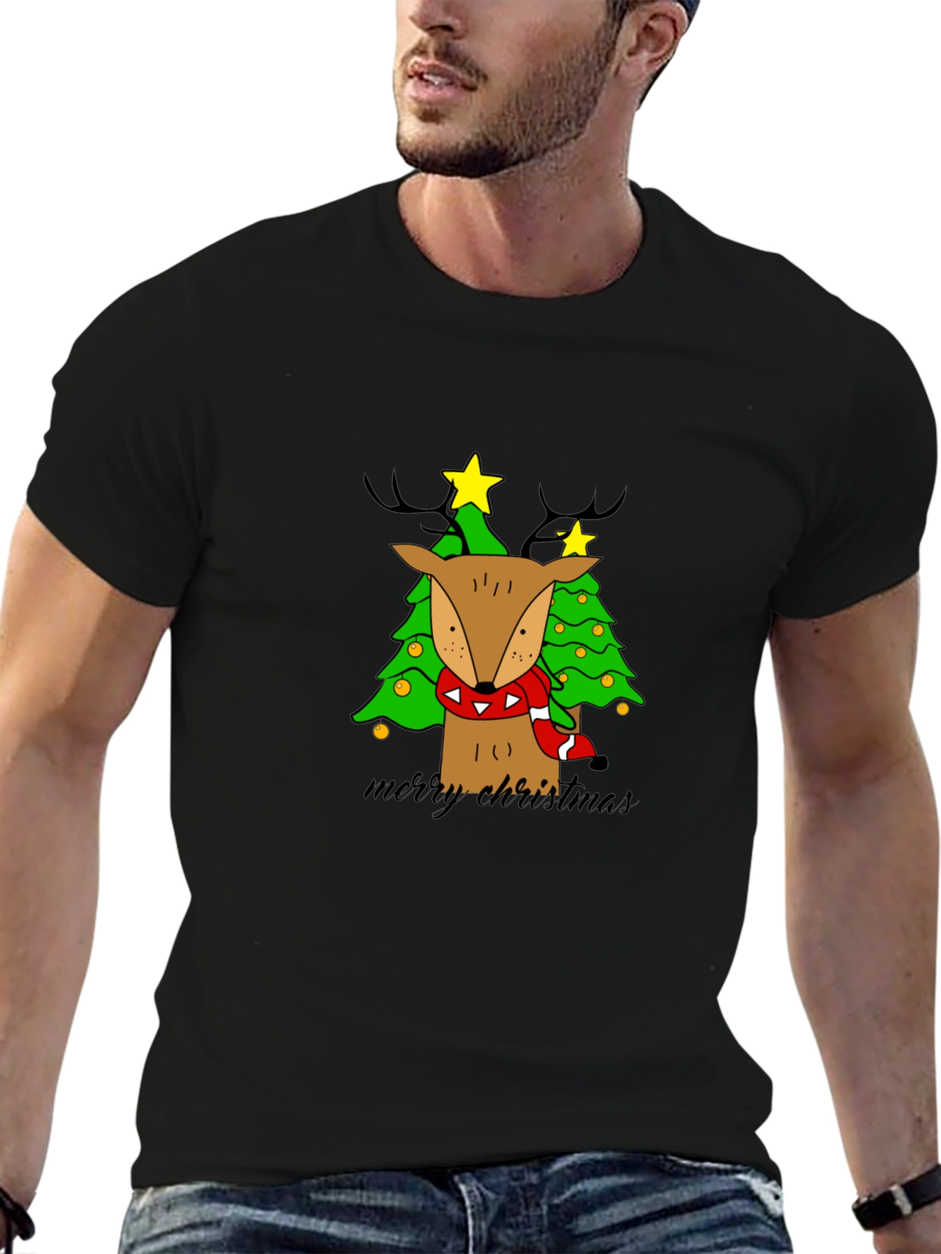 Christmas Reindeer Tree Graphic Tee