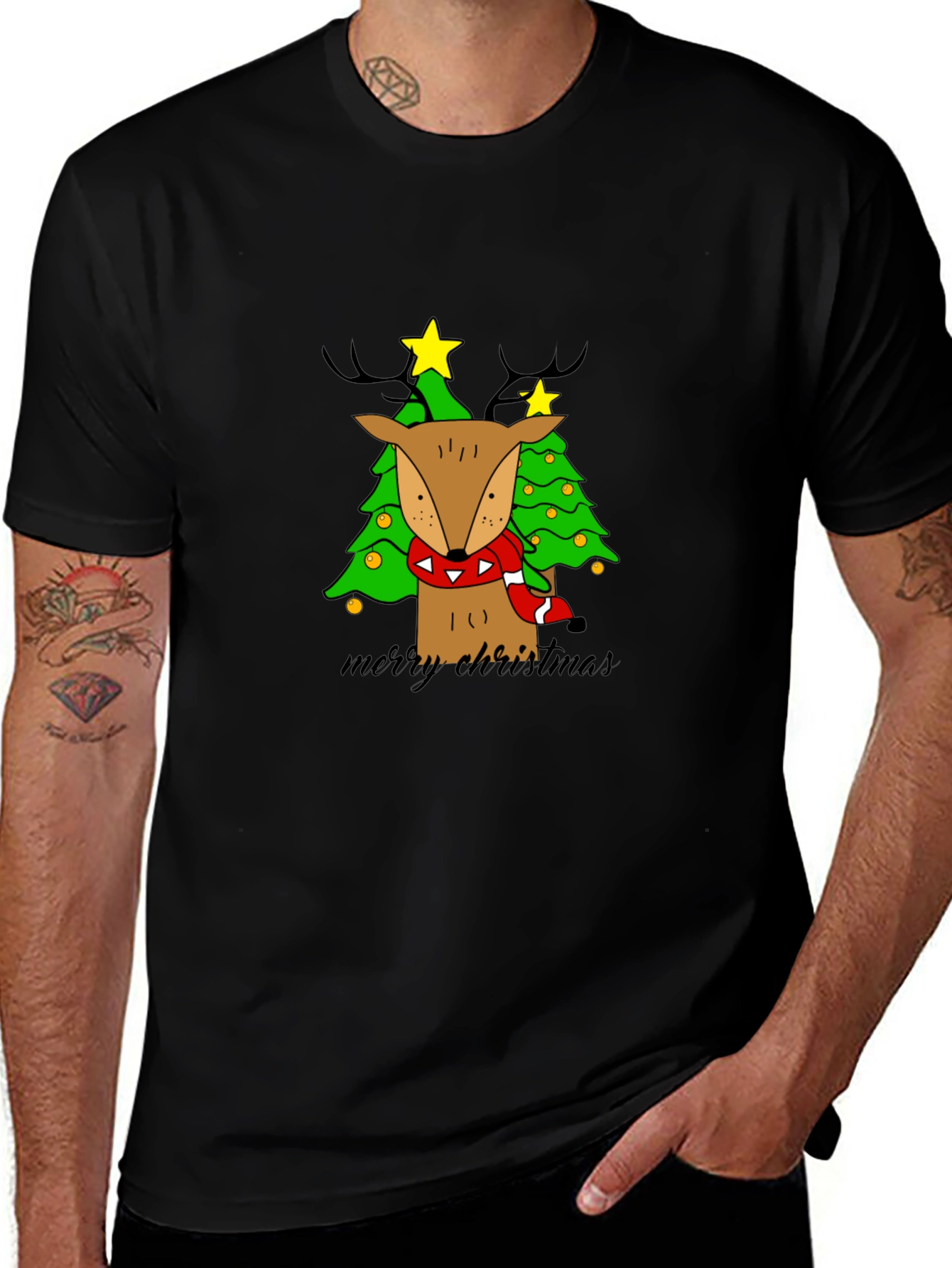 Christmas Reindeer Tree Graphic Tee