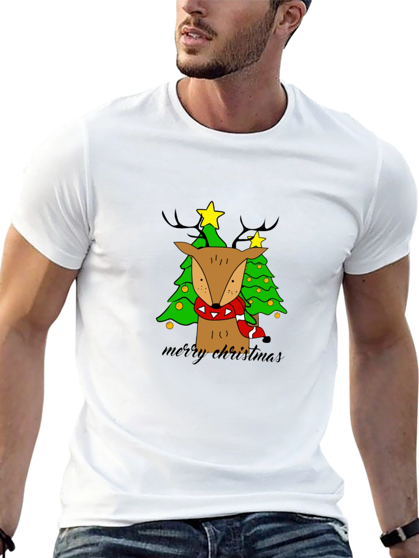 Christmas Reindeer Tree Graphic Tee