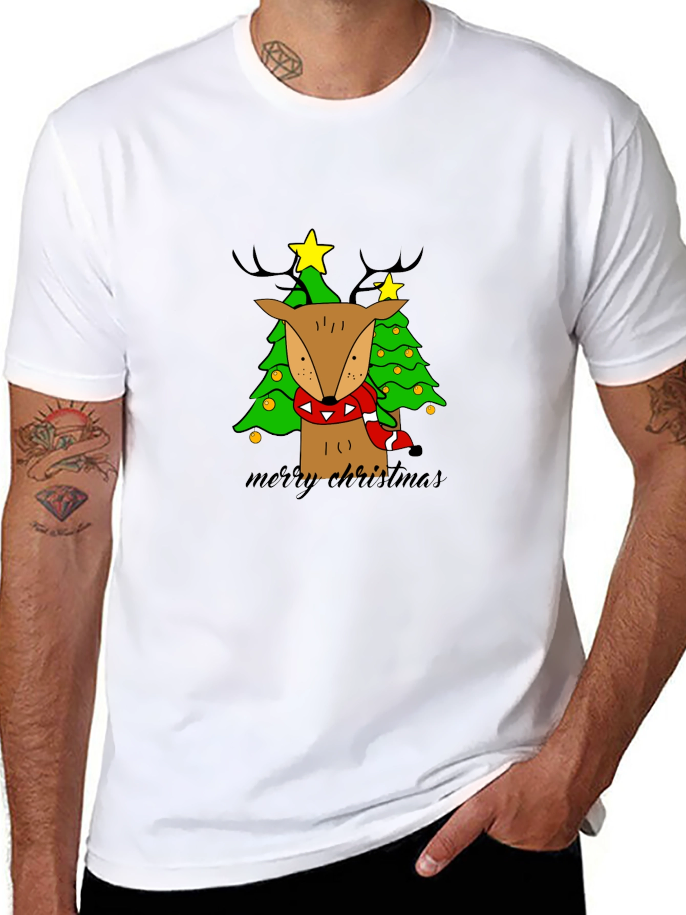 Christmas Reindeer Tree Graphic Tee