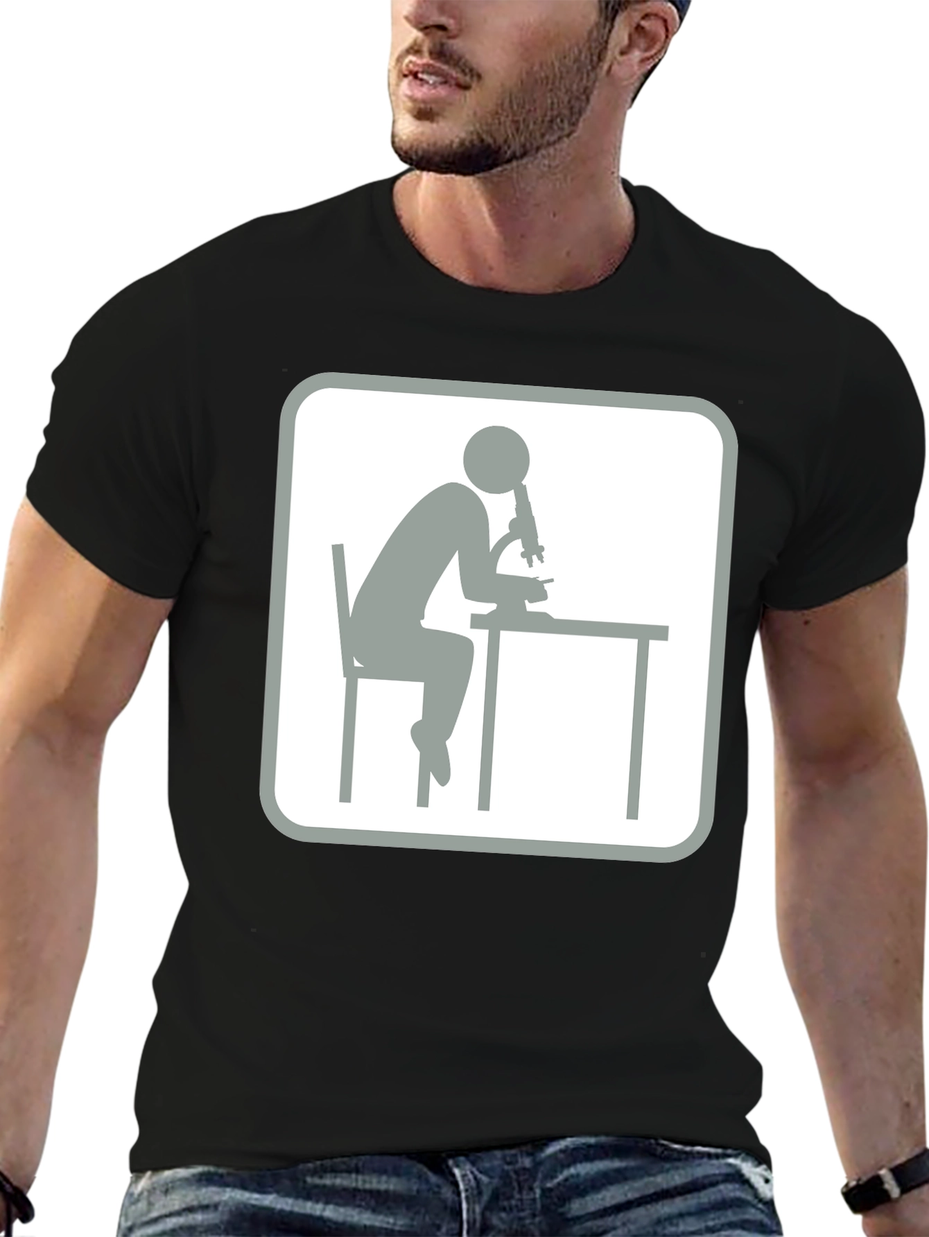 Scientist Microscope T-Shirt - Black Cotton Tee