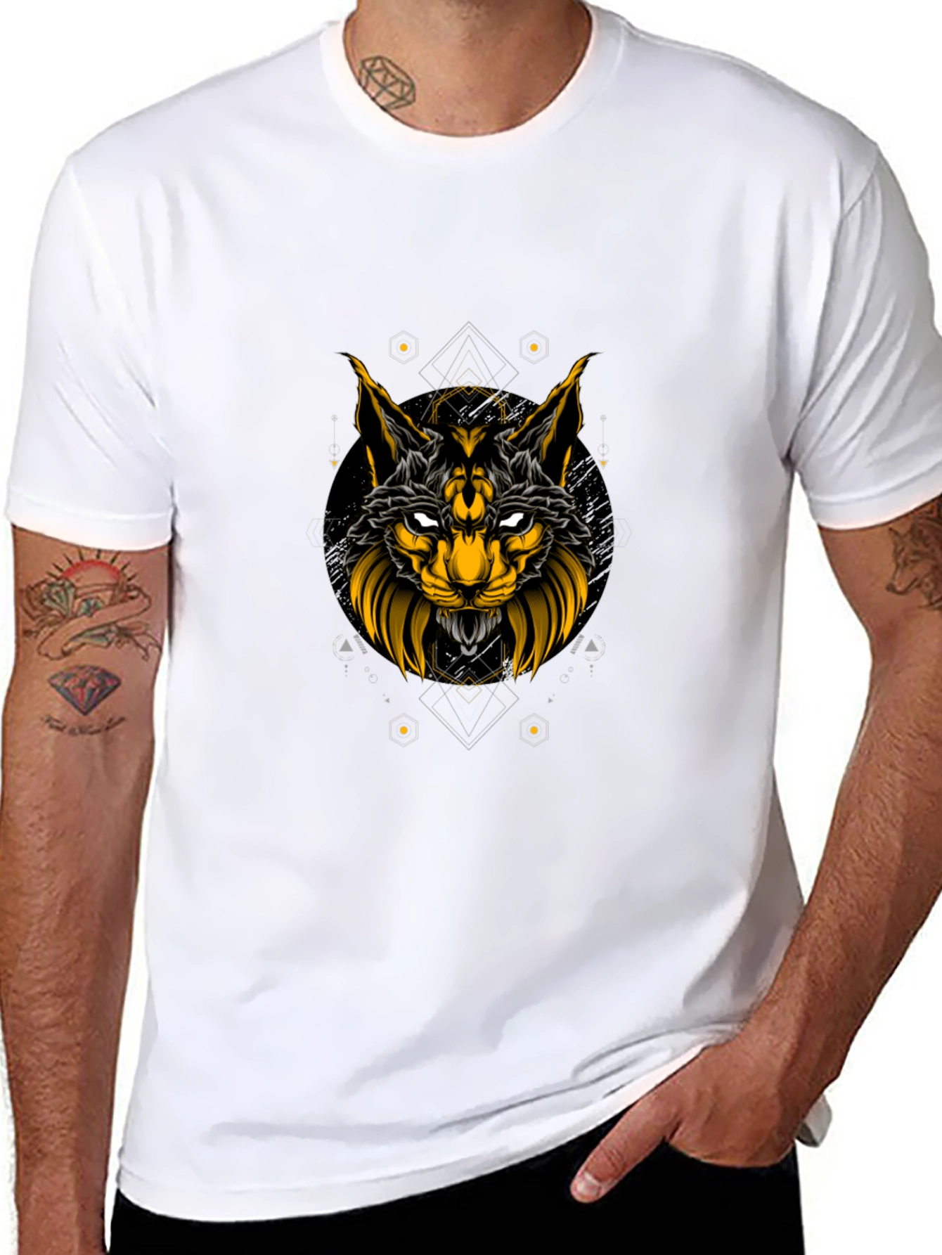 Black T-Shirt with Lynx Graphic