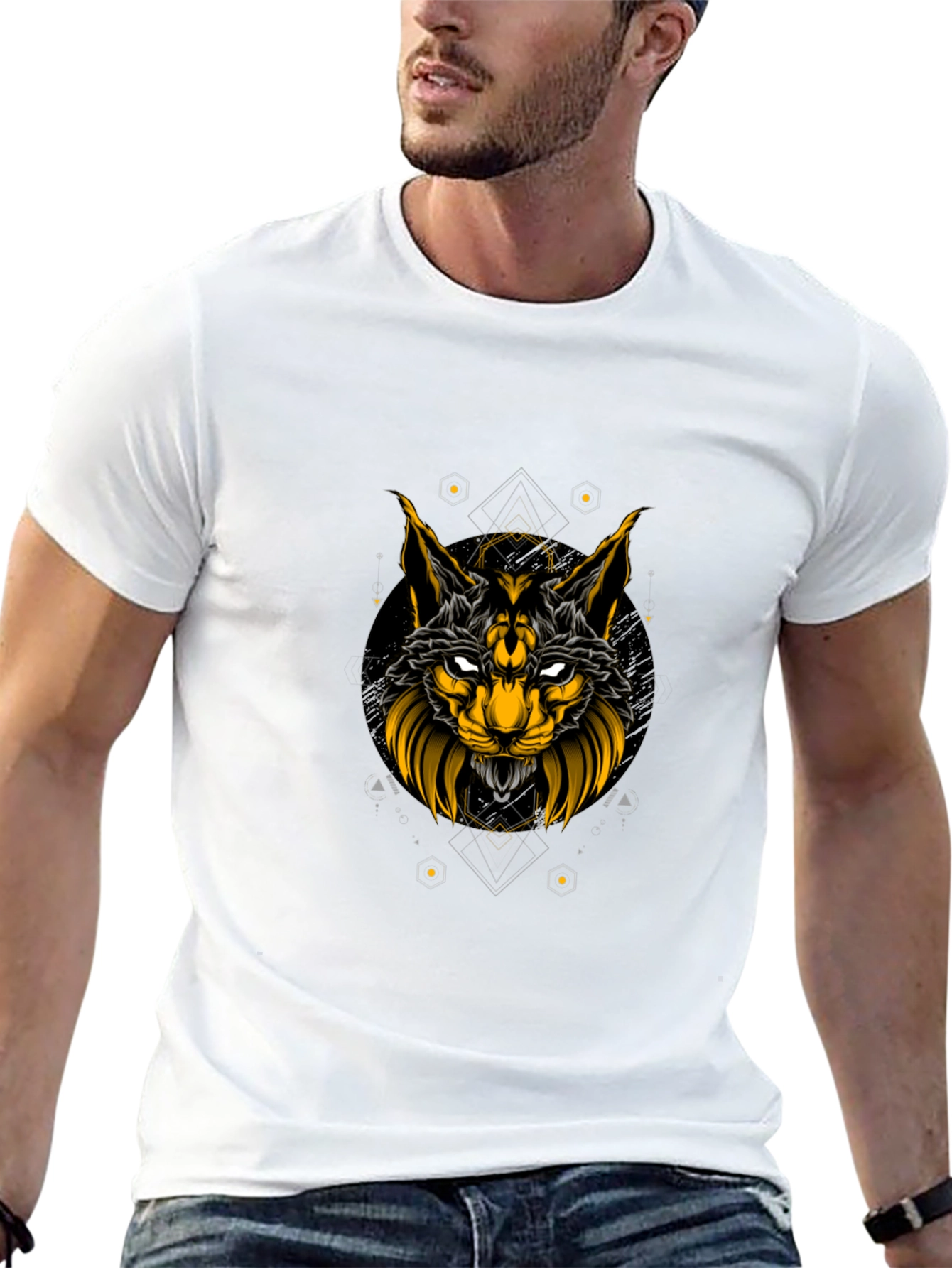 Black T-Shirt with Lynx Graphic