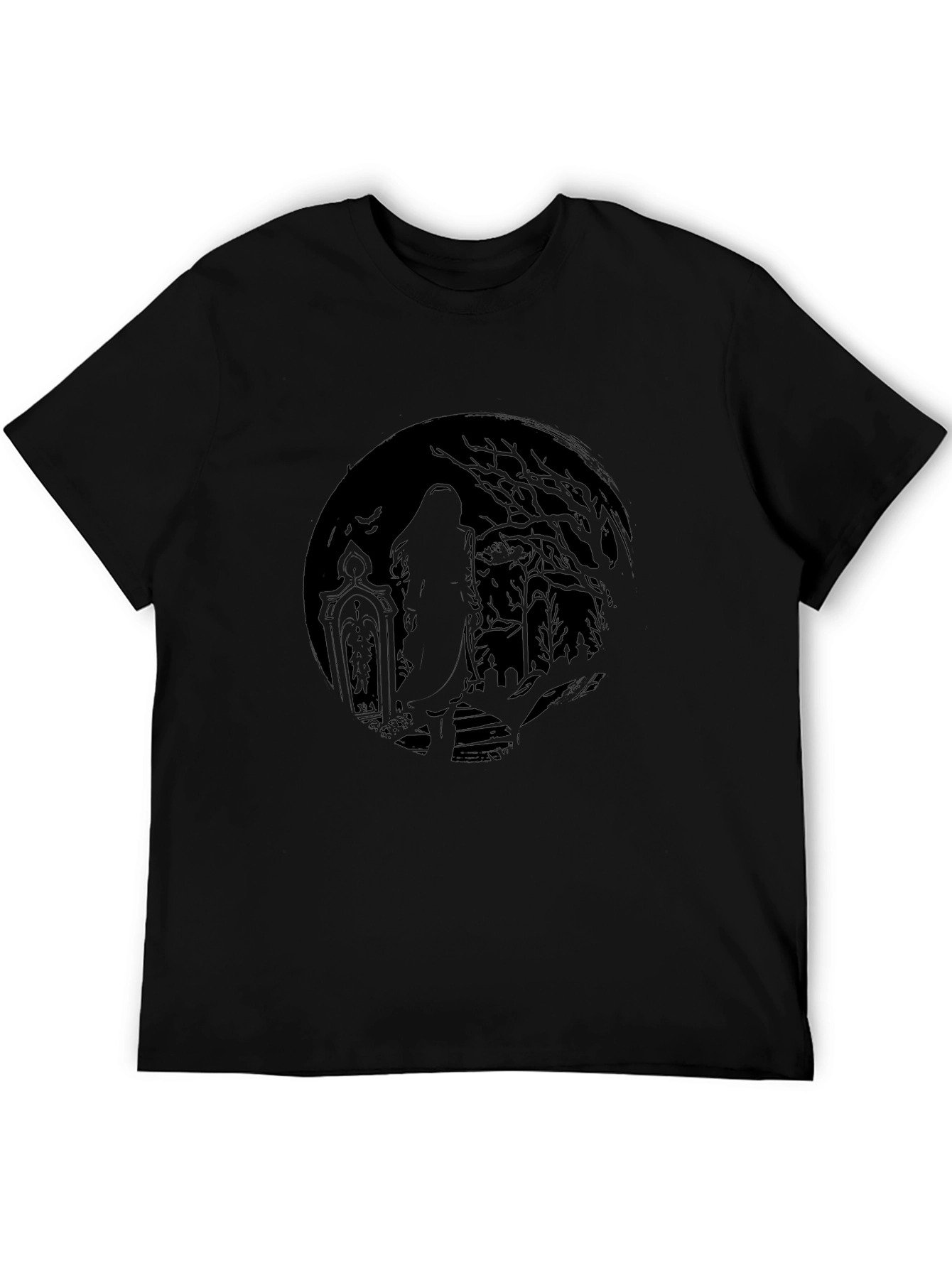 Eerie Graveyard Moon Graphic T-Shirt