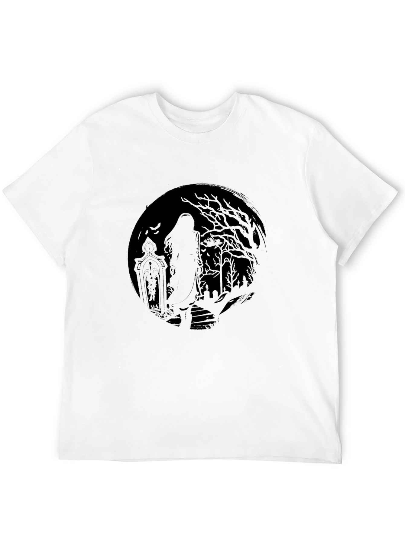 Eerie Graveyard Moon Graphic T-Shirt