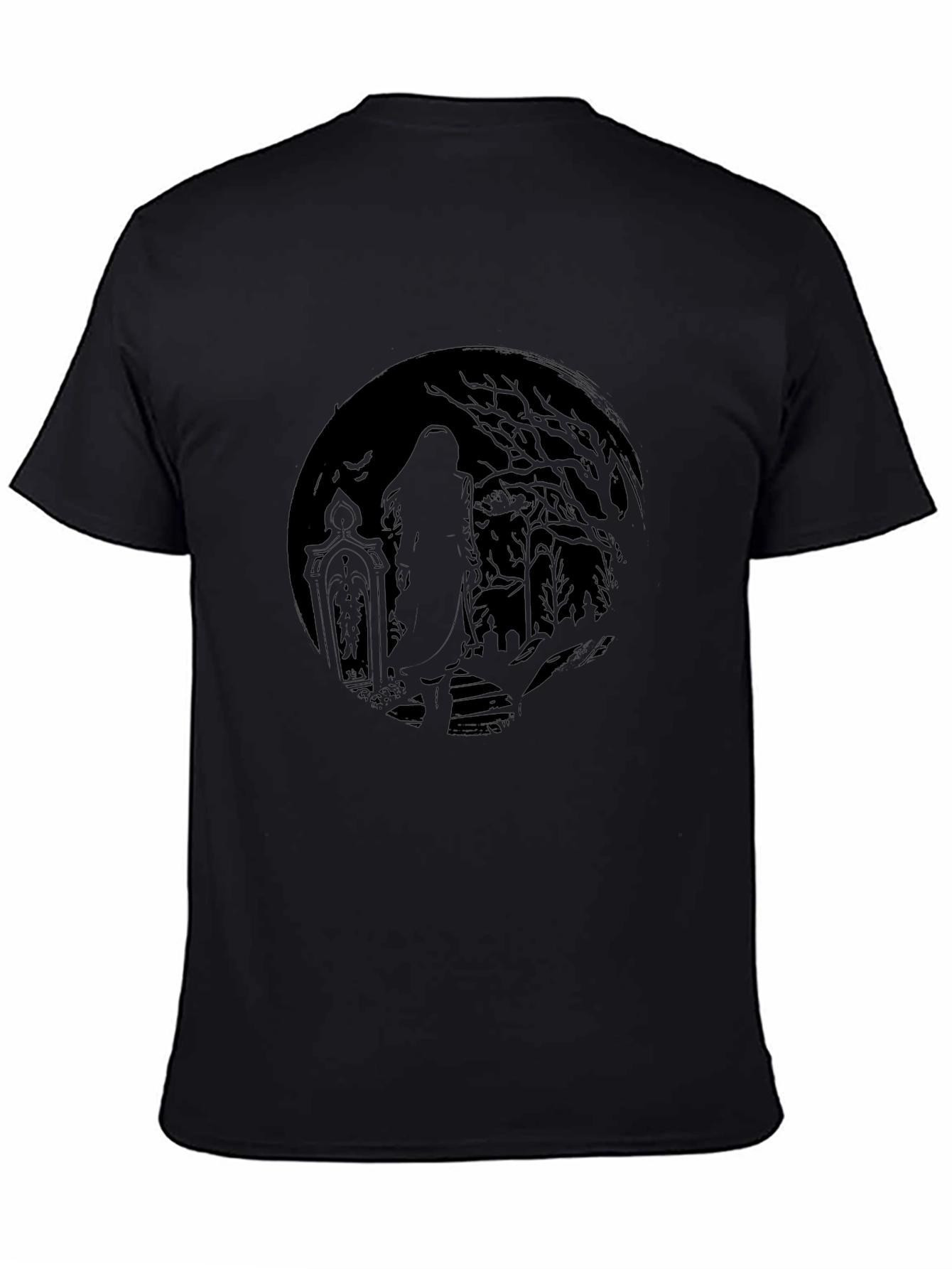 Eerie Graveyard Moon Graphic T-Shirt