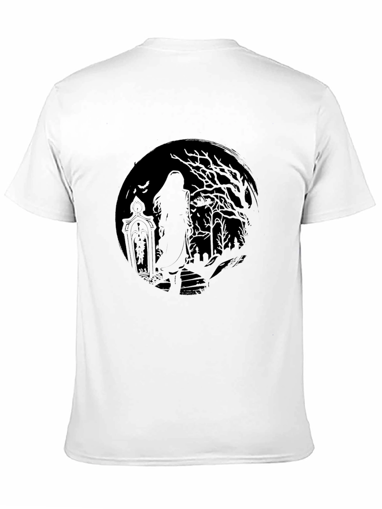 Eerie Graveyard Moon Graphic T-Shirt