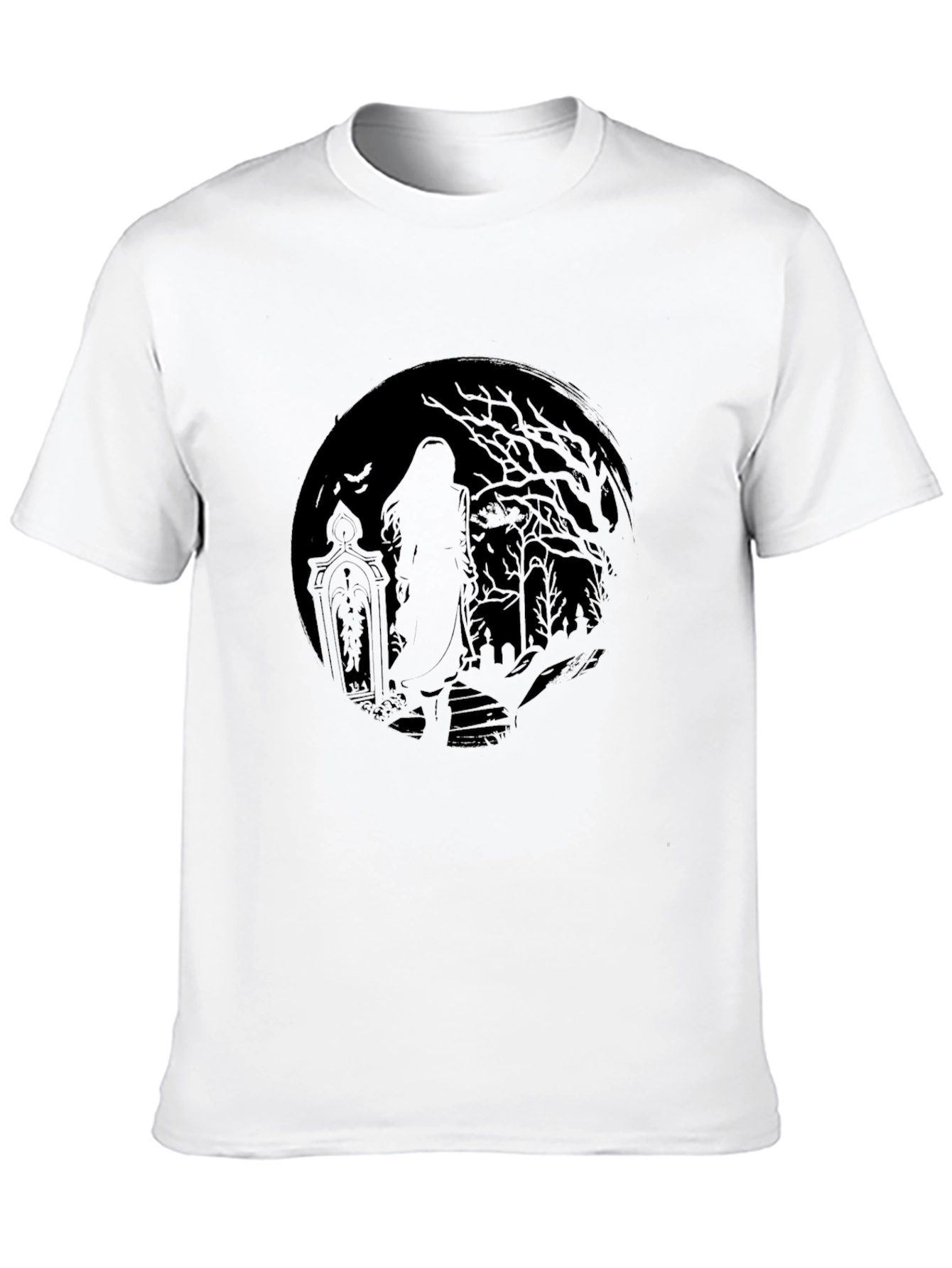 Eerie Graveyard Moon Graphic T-Shirt