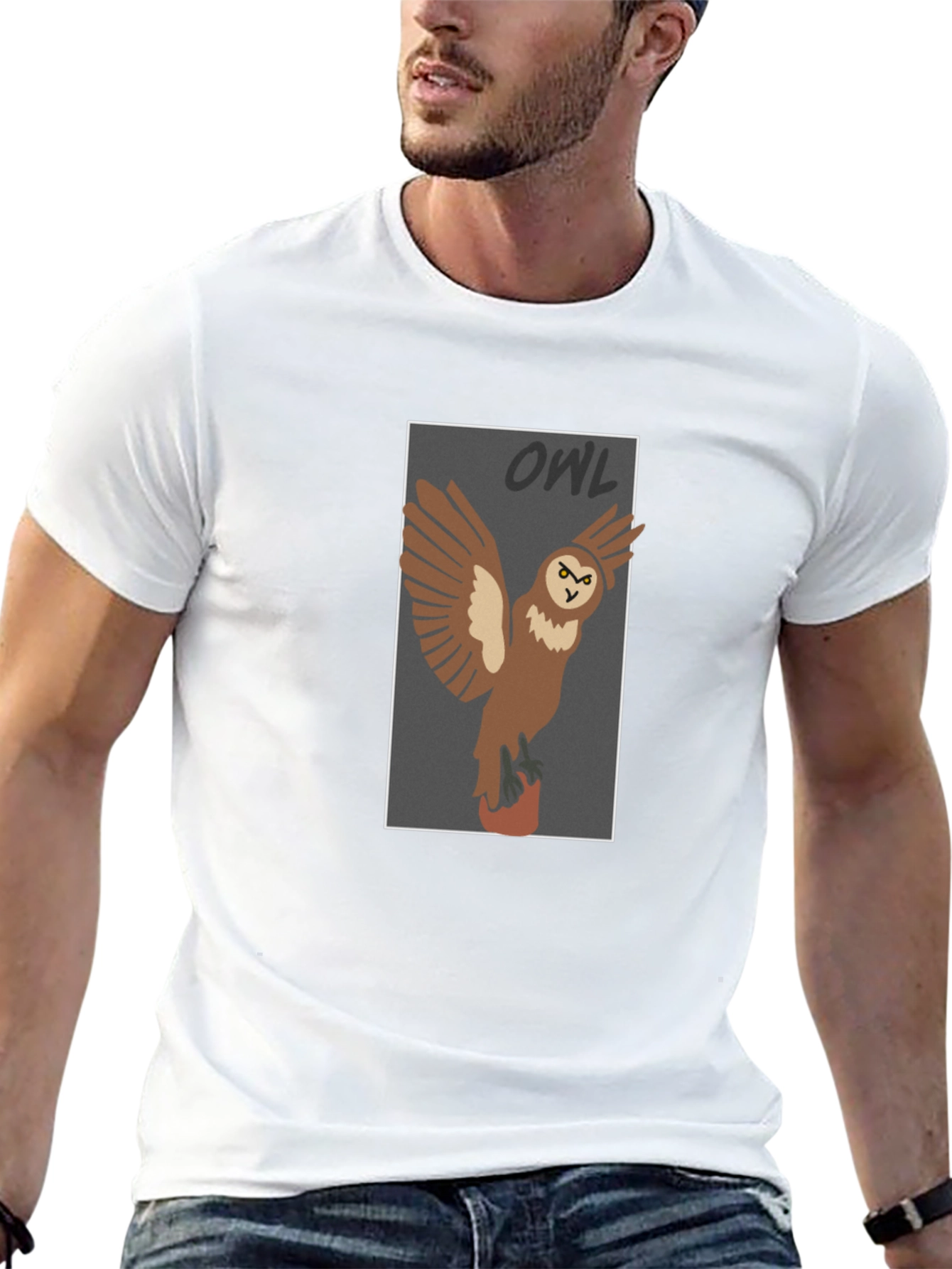 Owl Graphic Print Black T-Shirt