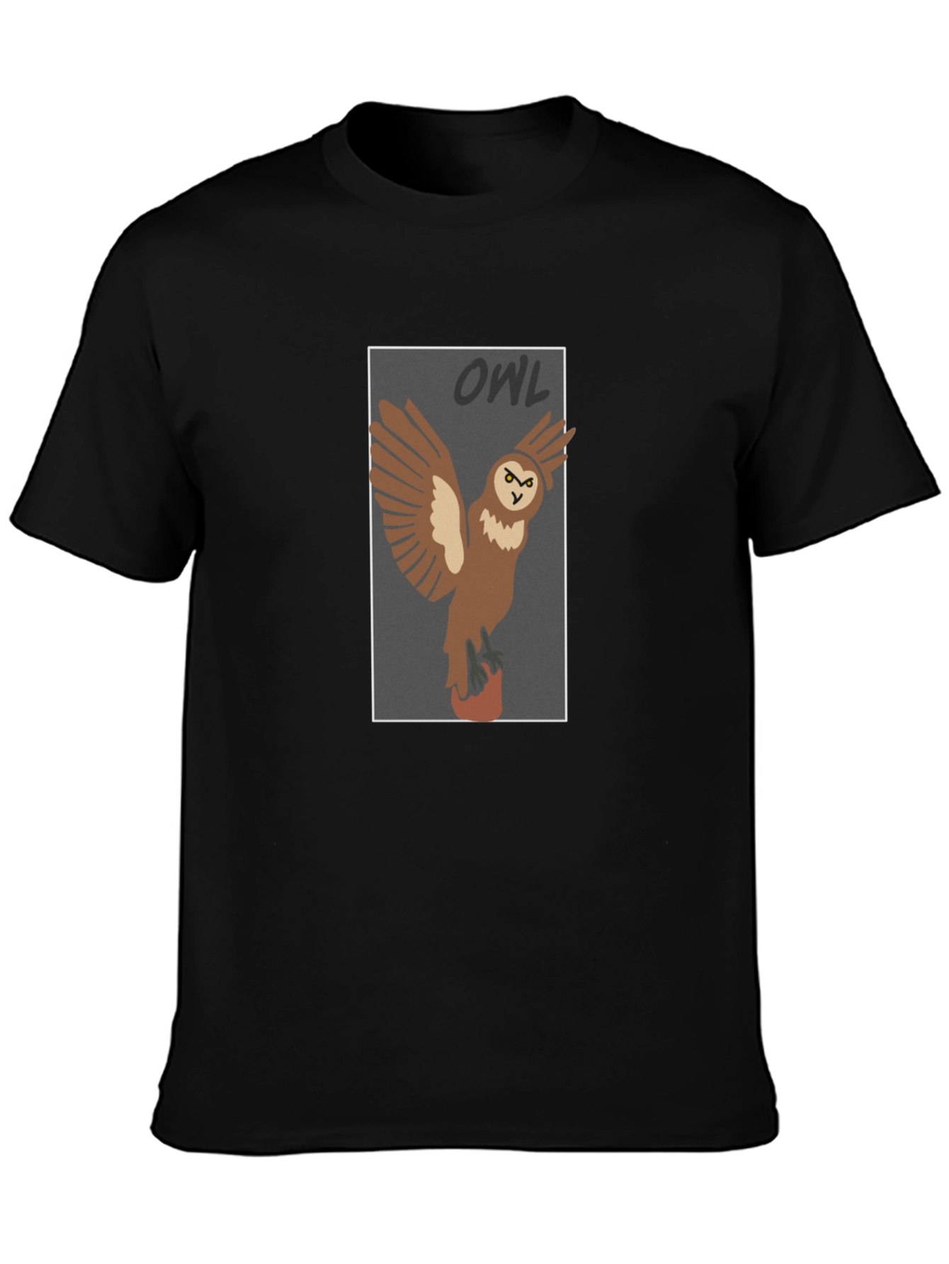 Owl Graphic Print Black T-Shirt