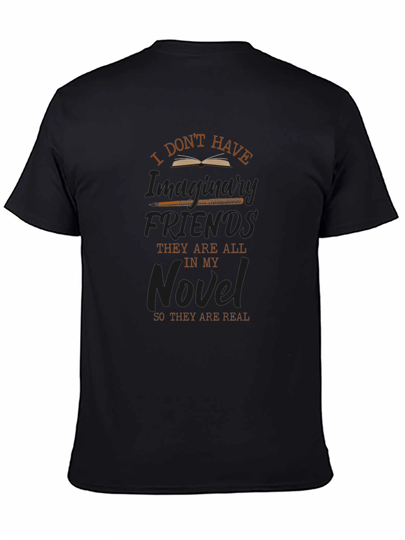 Writers Novel Friends Black T-Shirt