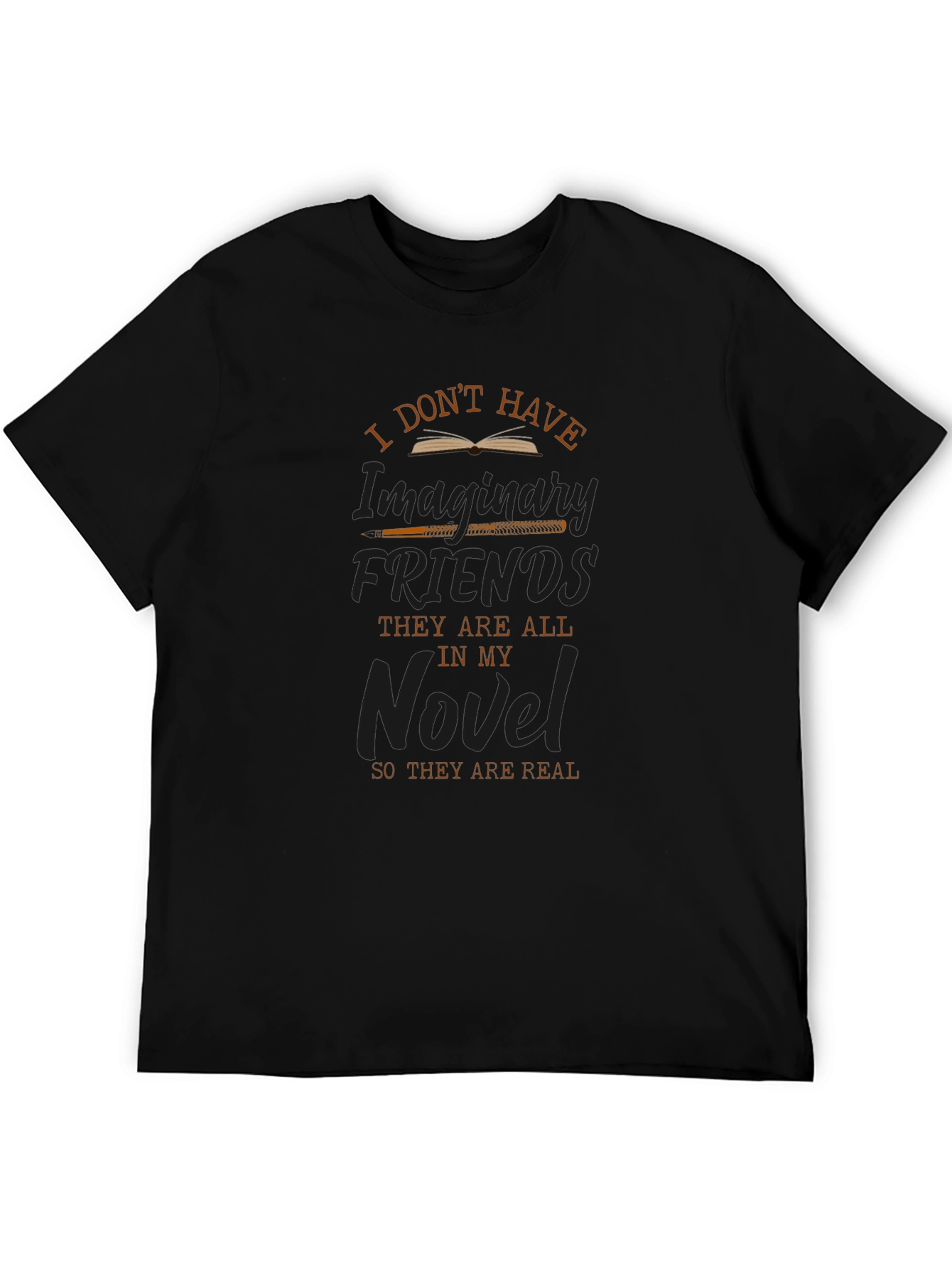 Writers Novel Friends Black T-Shirt