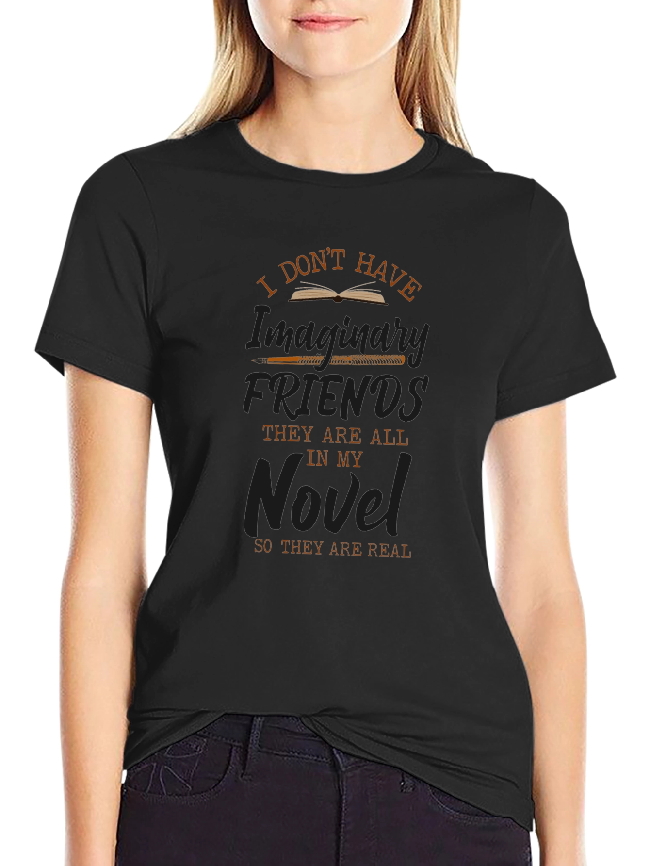 Writers Novel Friends Black T-Shirt