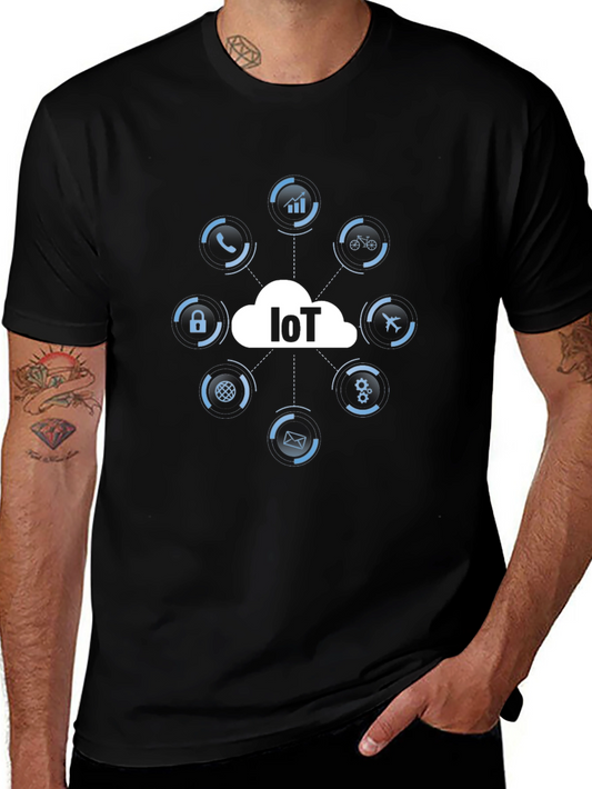 IoT Tech T-Shirt - Black Cotton Graphic Tee