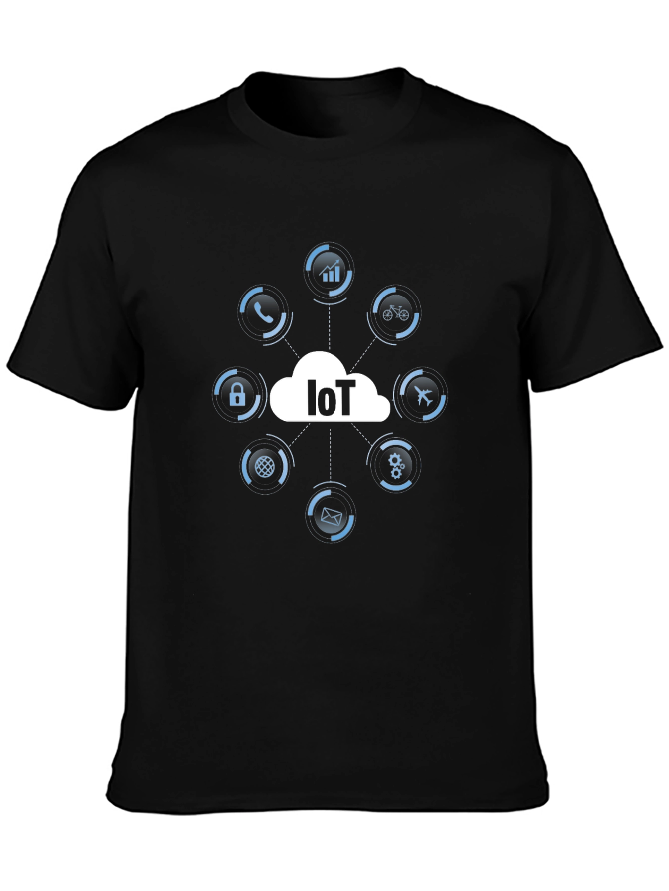 IoT Tech T-Shirt - Black Cotton Graphic Tee