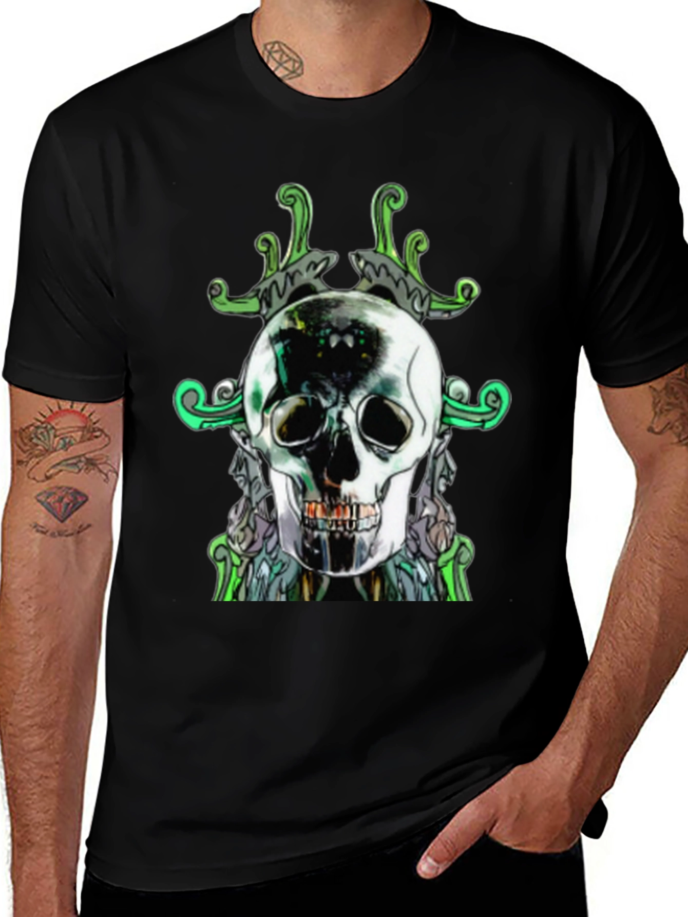 Skull Graphic Print Mens Black T-Shirt