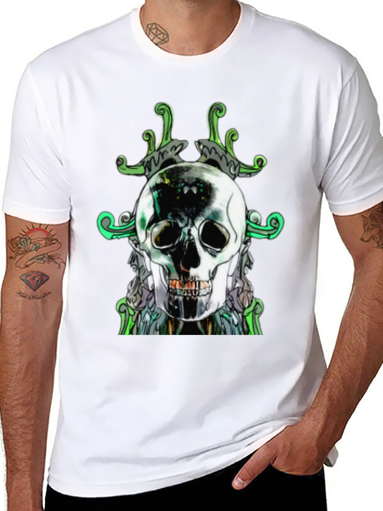 Skull Graphic Print Mens Black T-Shirt