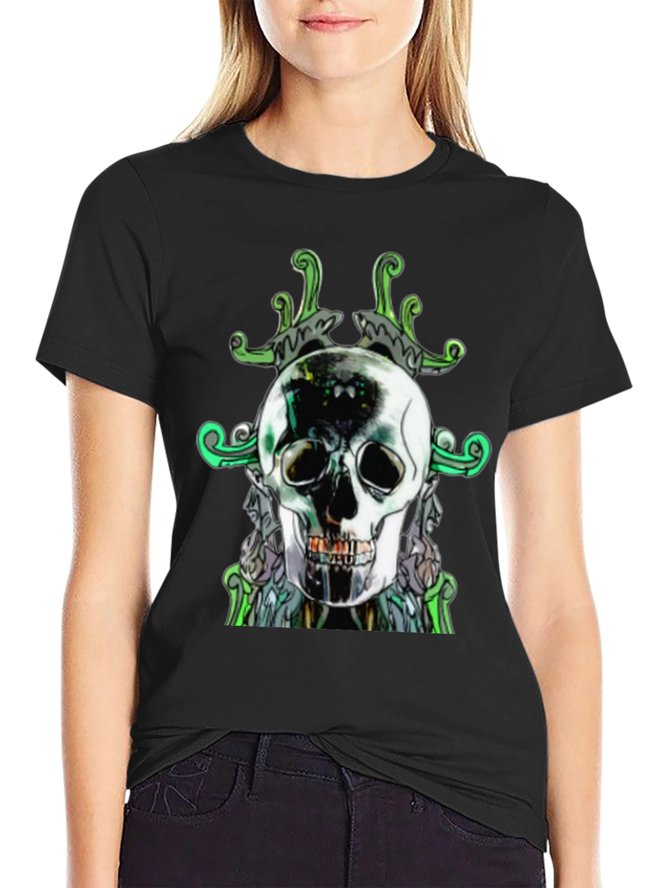 Skull Graphic Print Mens Black T-Shirt
