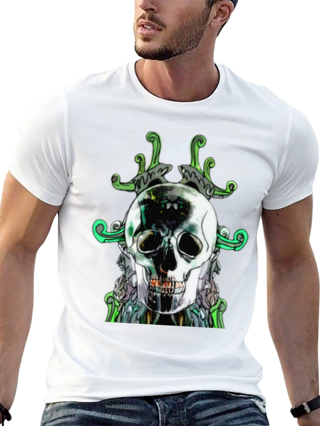 Skull Graphic Print Mens Black T-Shirt