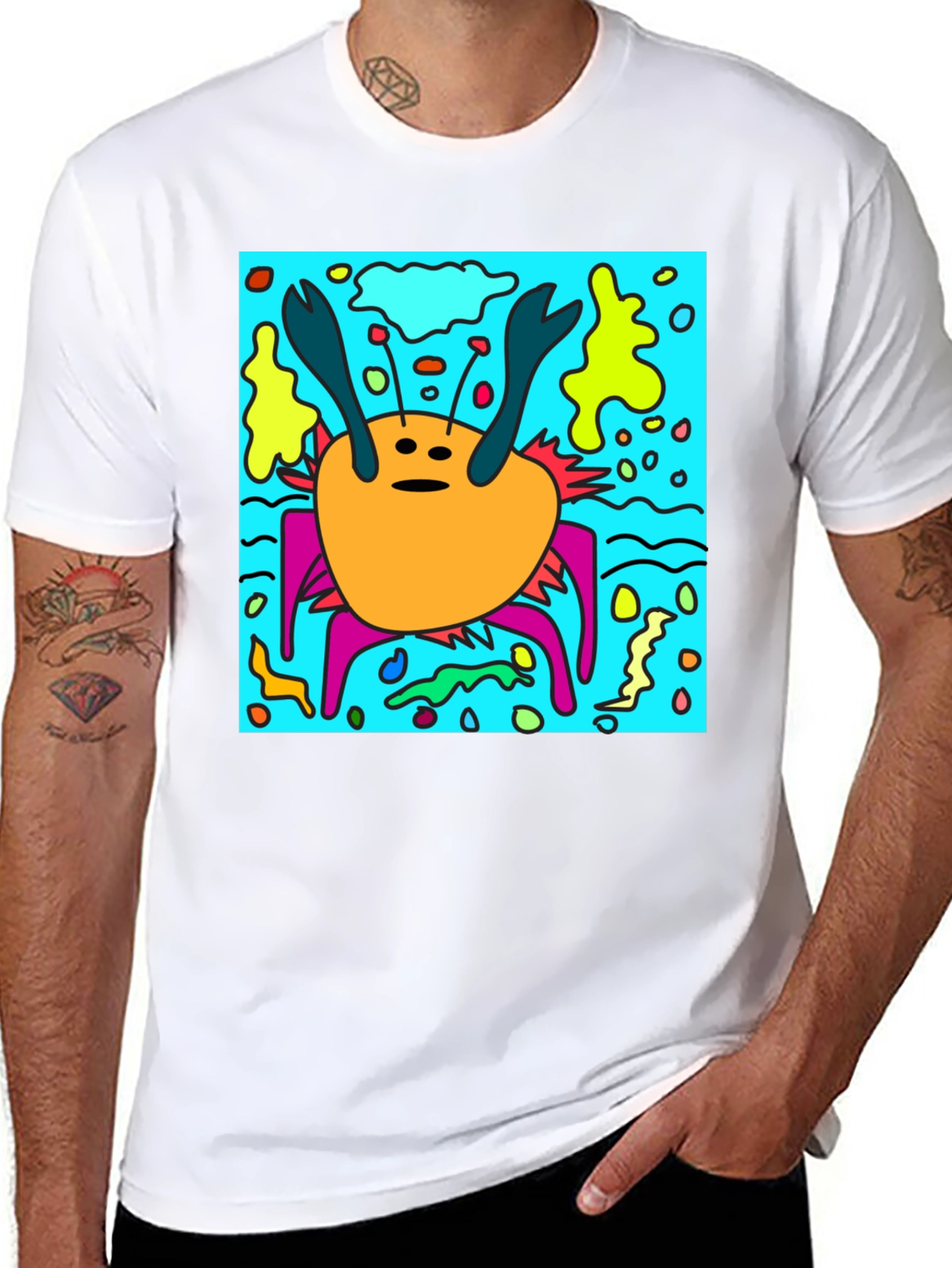 Funky Crab Graphic Print Tee -  Unique Statement Piece