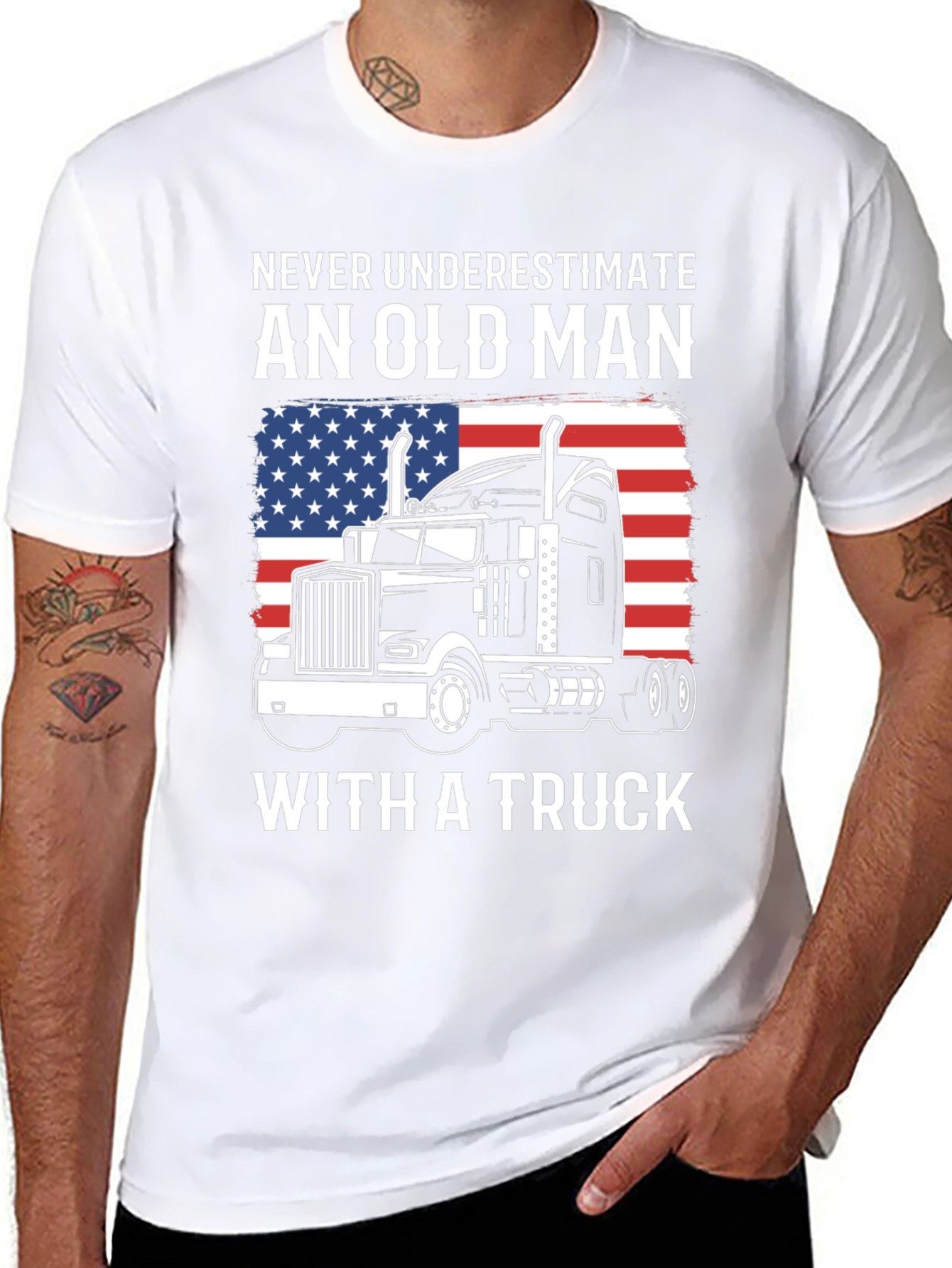 Old Man with a Truck T-Shirt