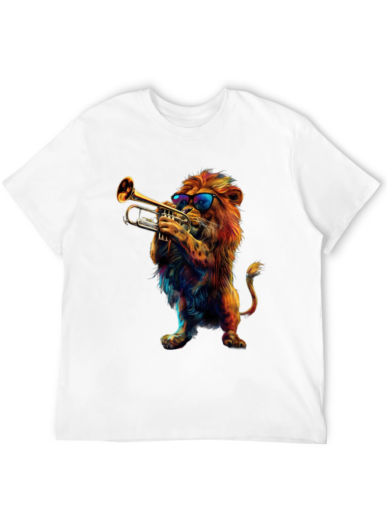 Cool Lion Trumpet Player Graphic T-Shirt